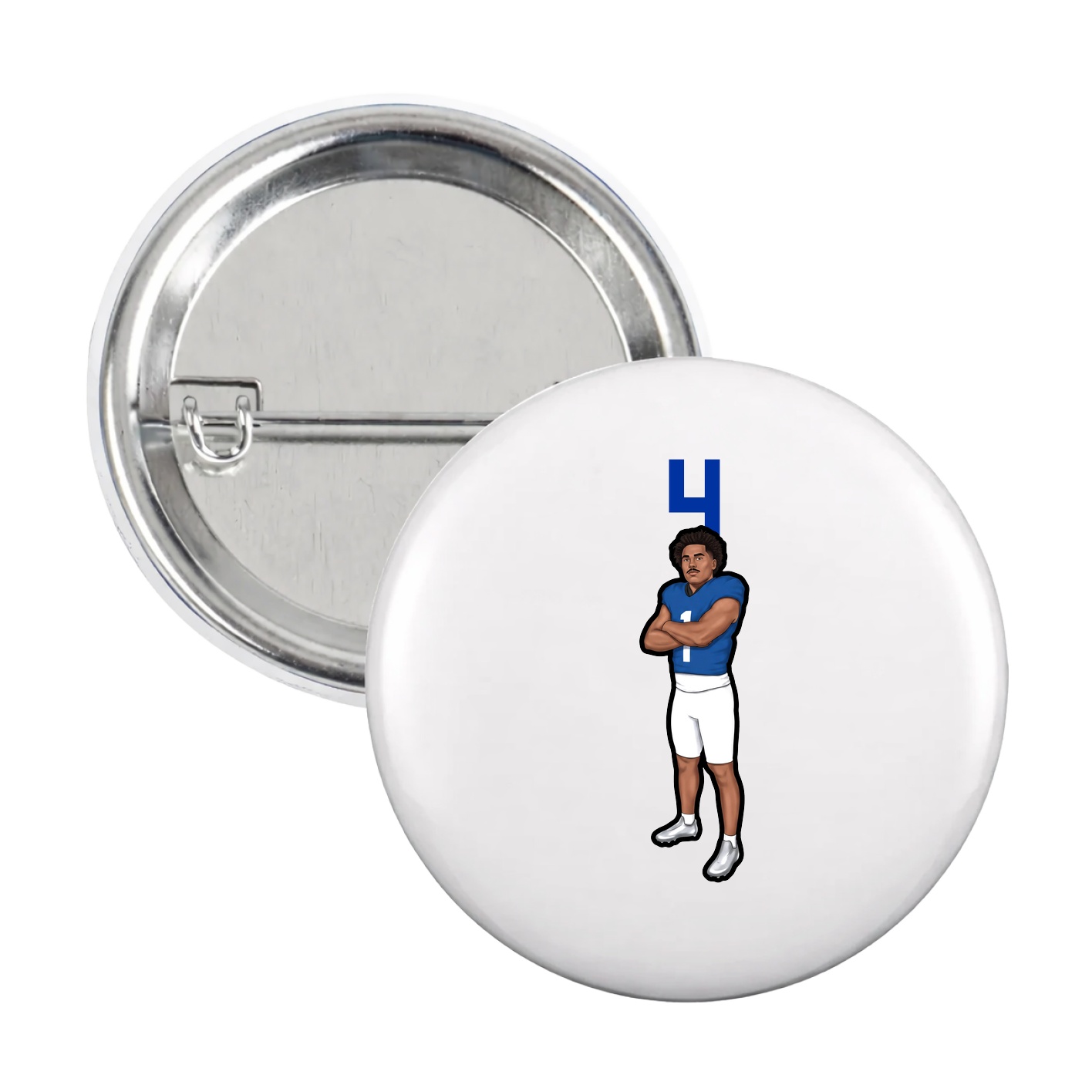 Game Day Button — Number Top in White