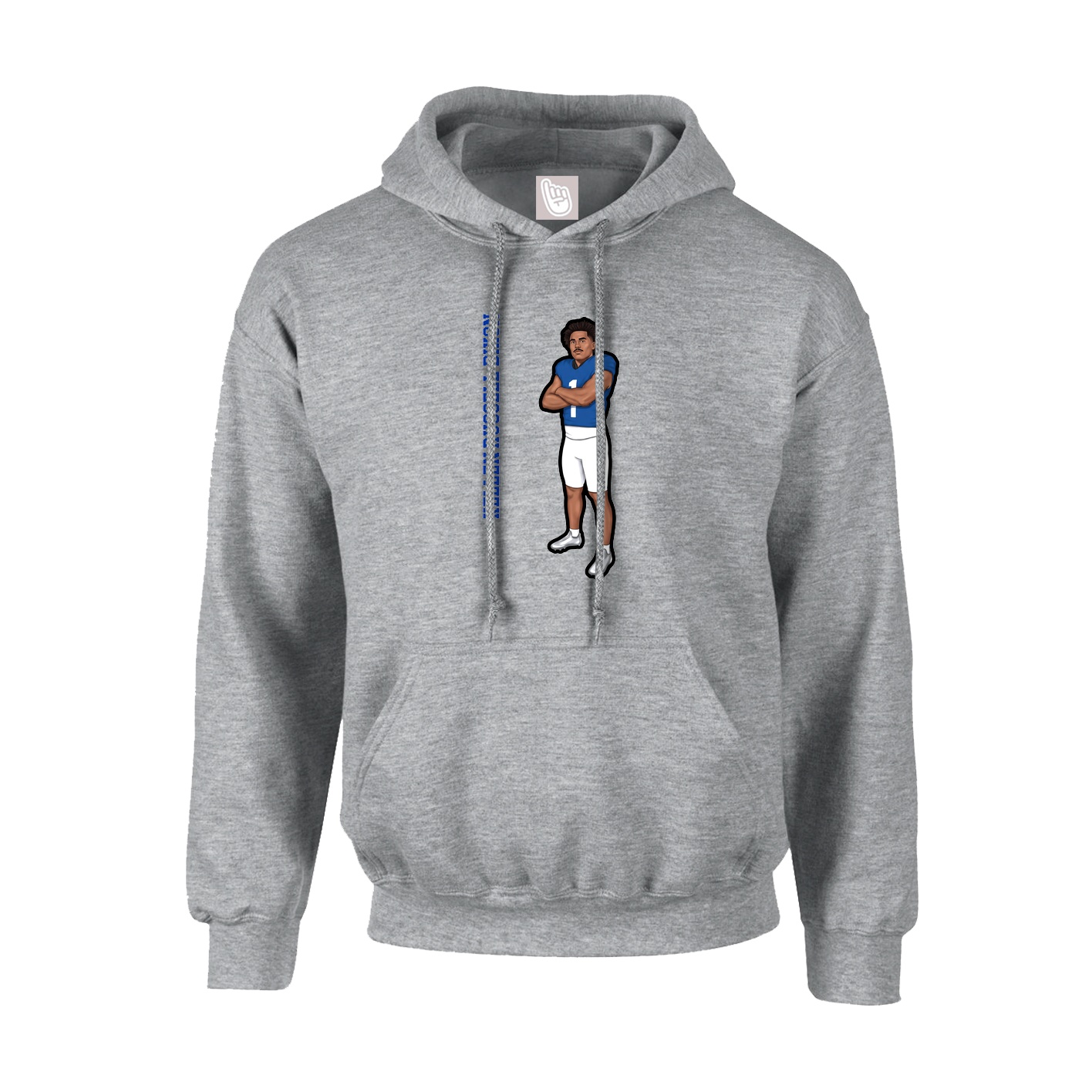 Youth Hoodie — Name Vertical in Grey