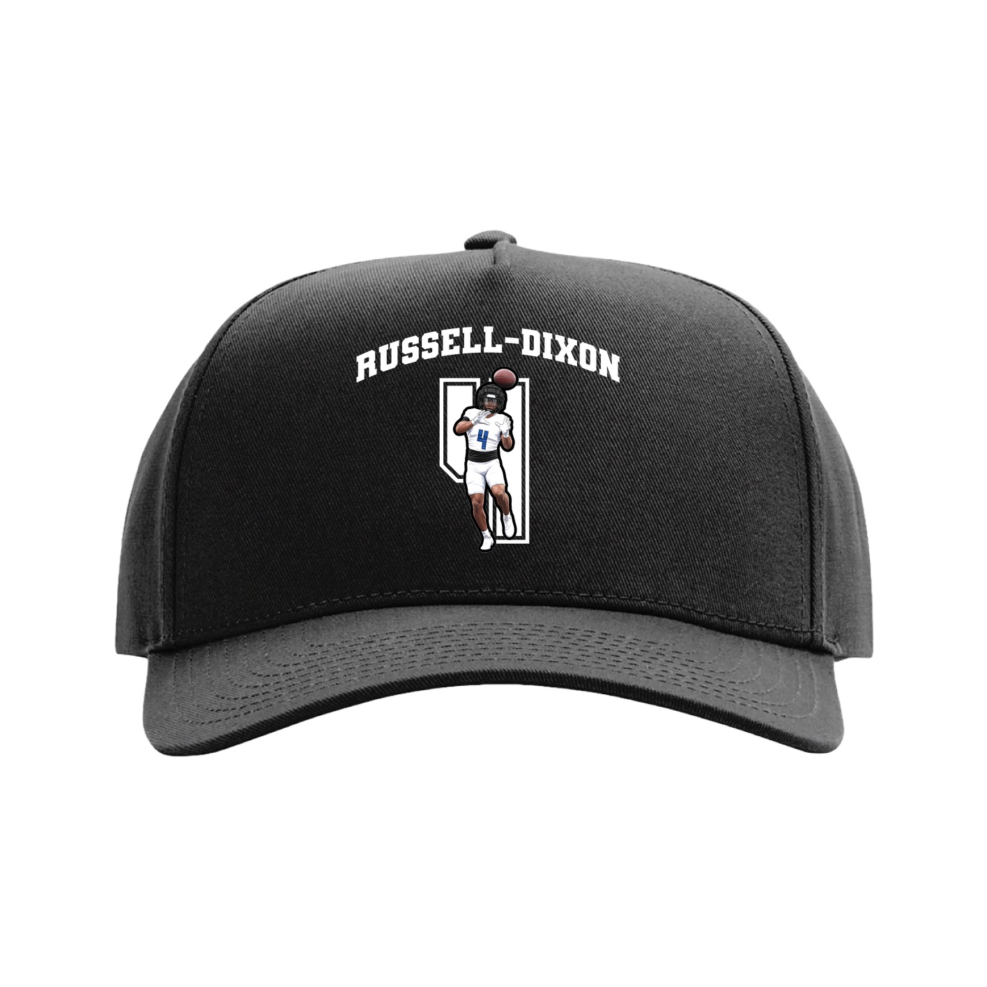 Full Fabric Five-Panel Champ Cap — Number in Black