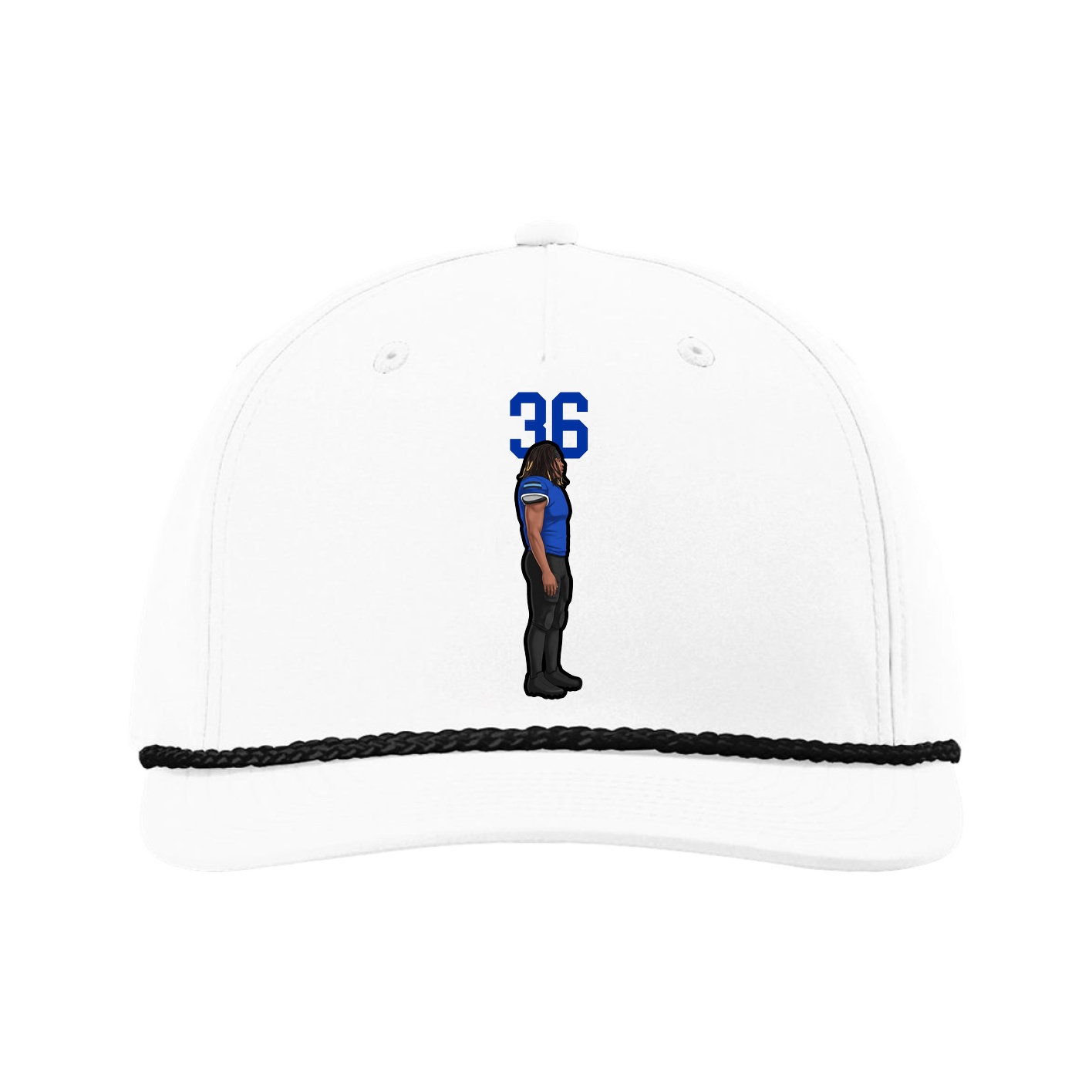 Five-Panel Classic Rope Cap — Number Top in White