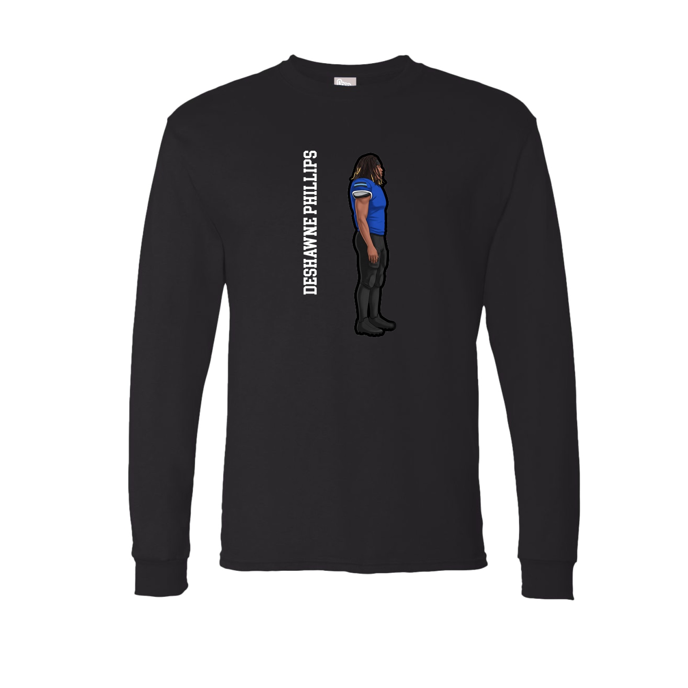 Long Sleeve Tee — Name Vertical in Black