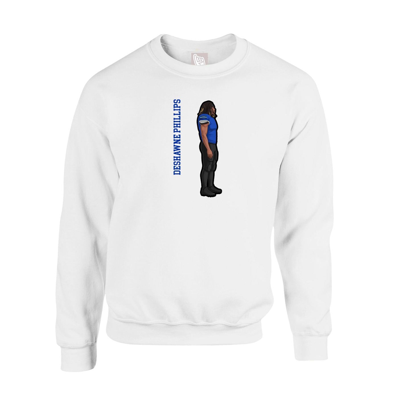Fleece Crew — Name Vertical in White