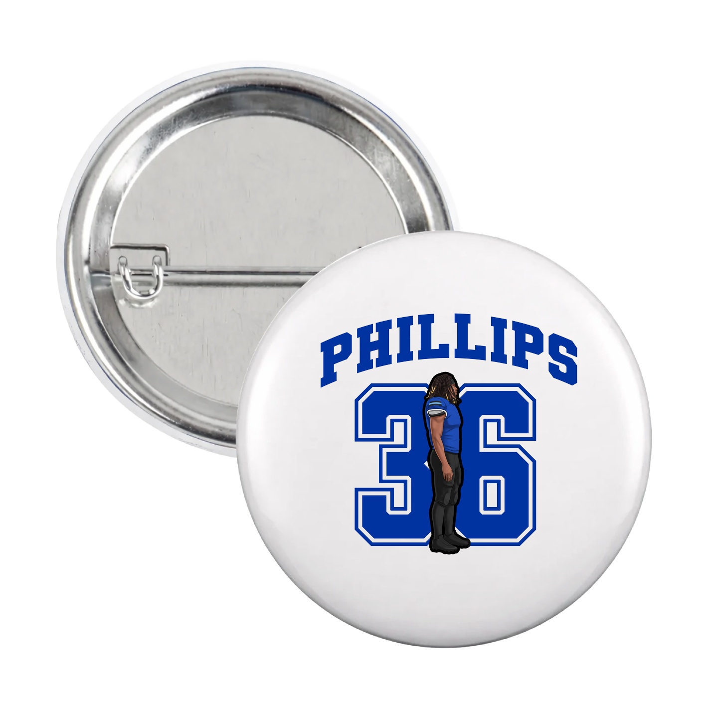Game Day Button — Number in White