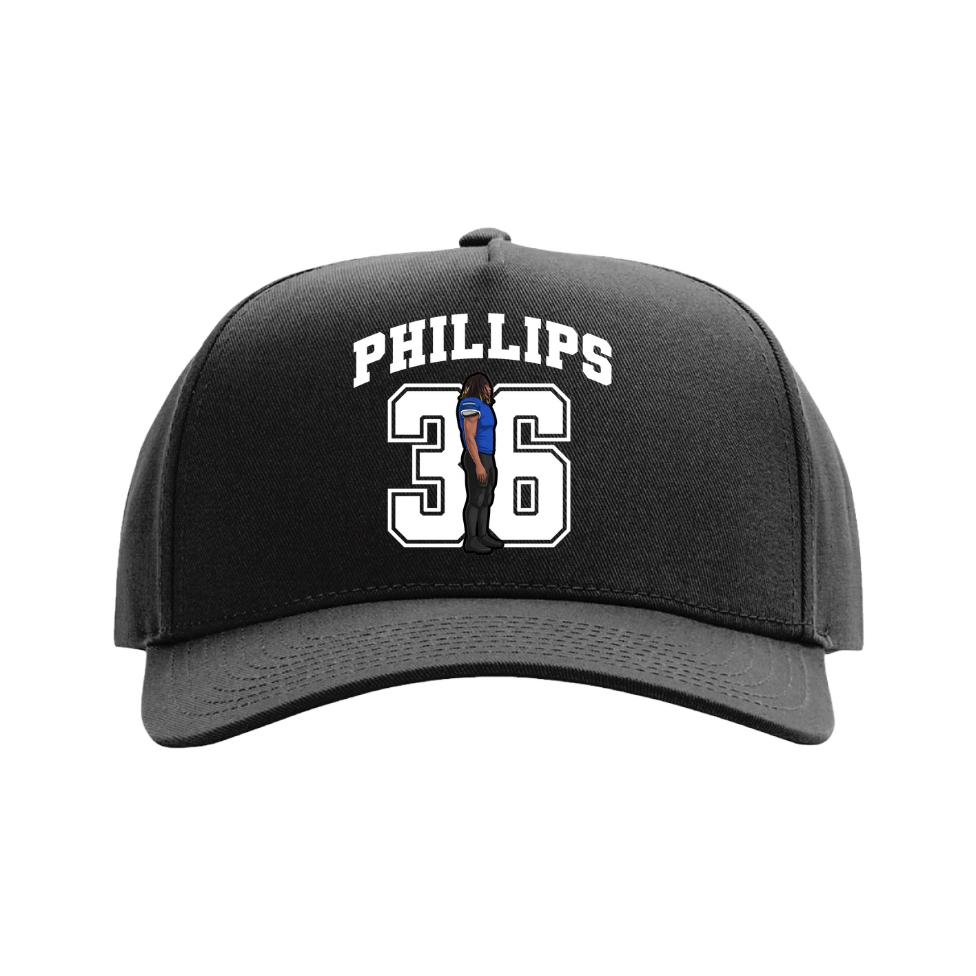 Full Fabric Five-Panel Champ Cap — Number in Black