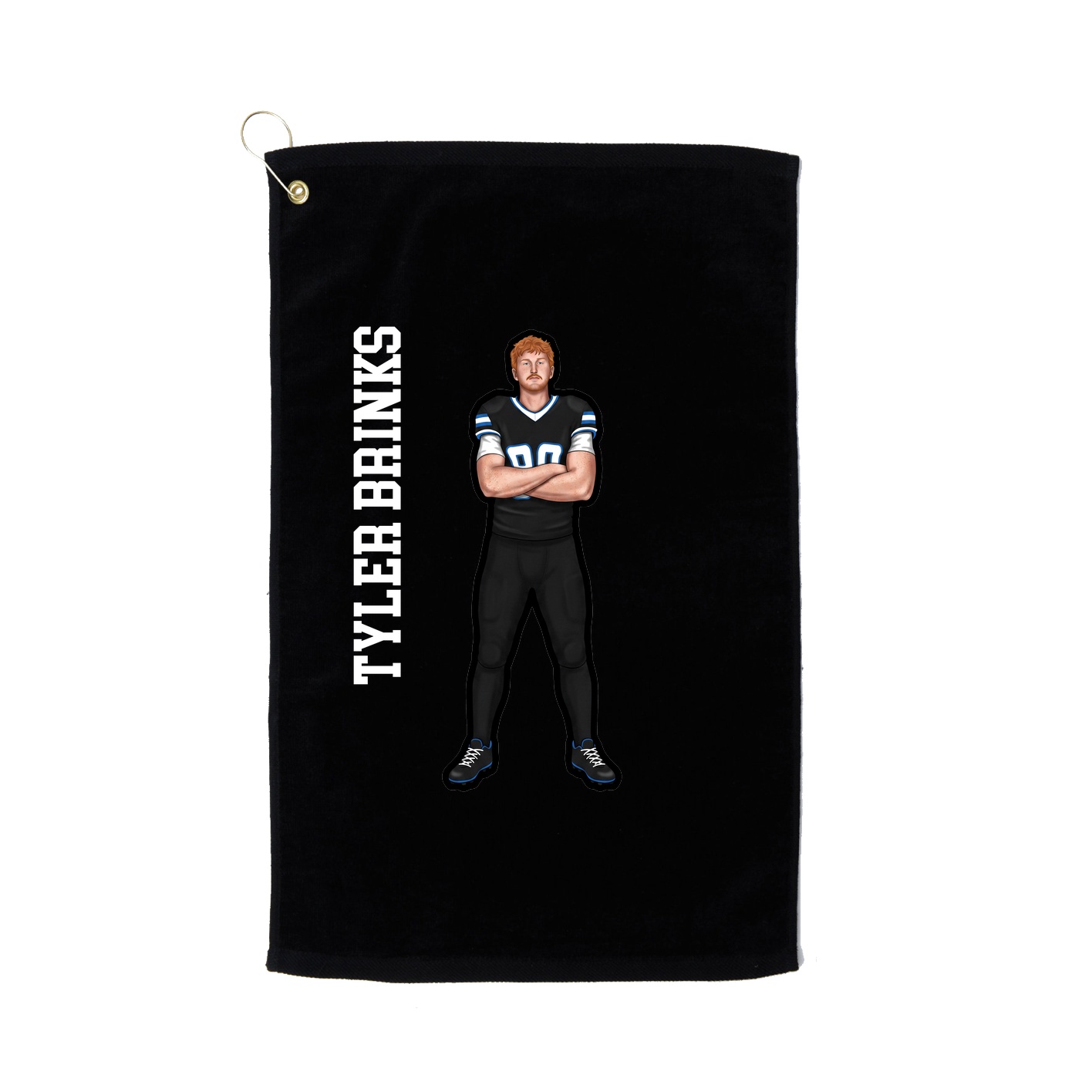 Golf Towel — Name Vertical in Black