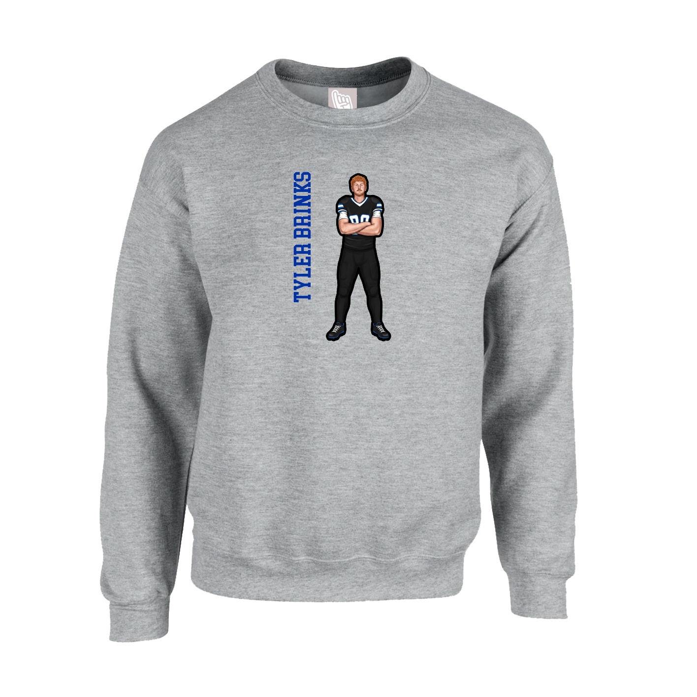 Fleece Crew — Name Vertical in Grey