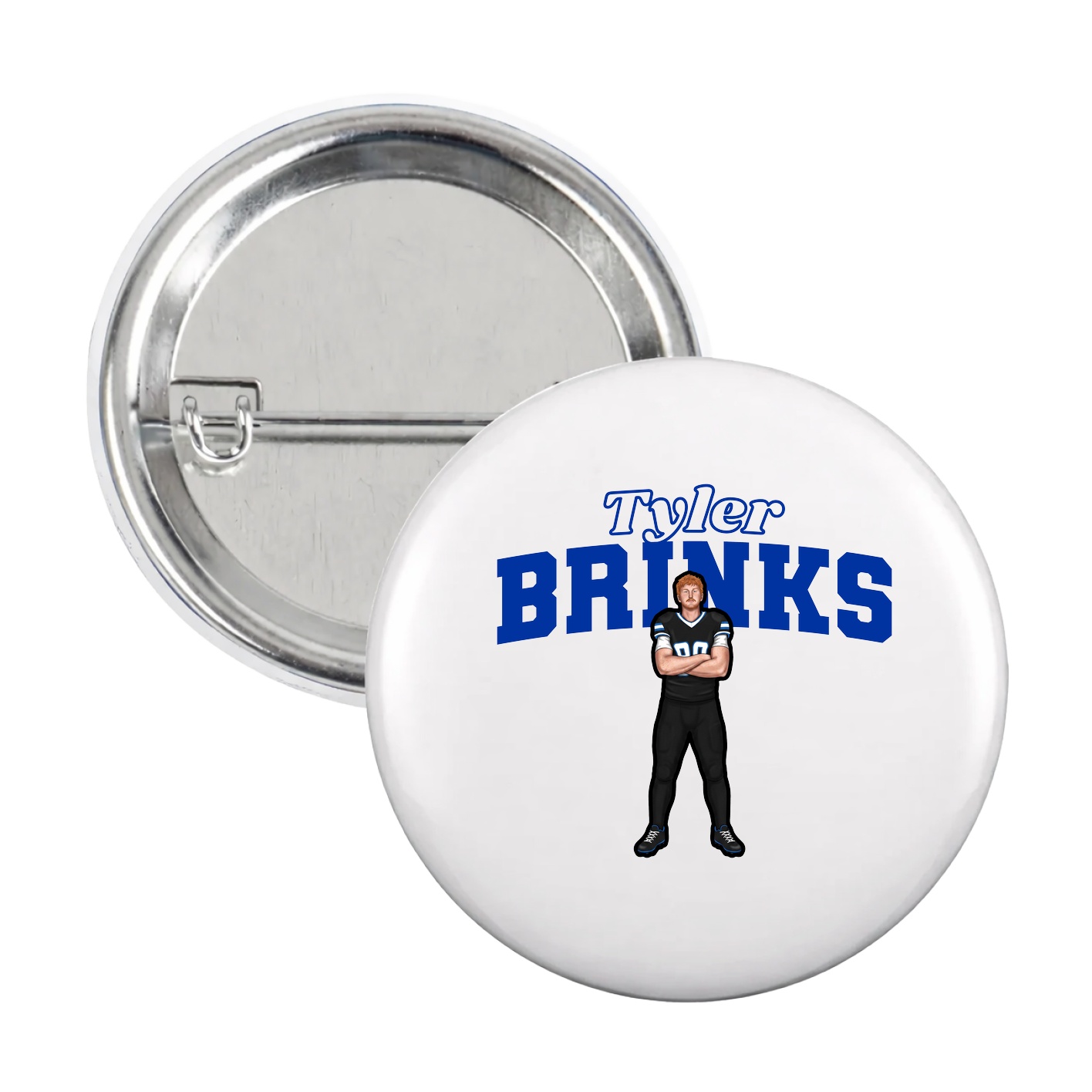 Game Day Button — Name Arch in White