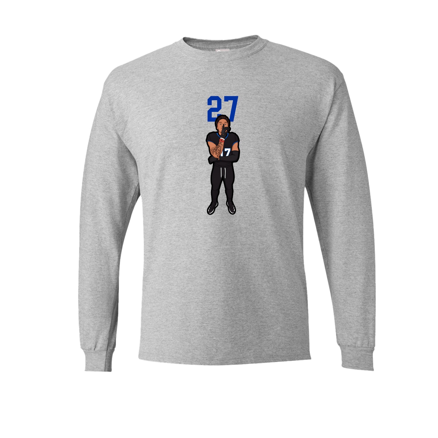 Long Sleeve Tee — Number Top in Grey