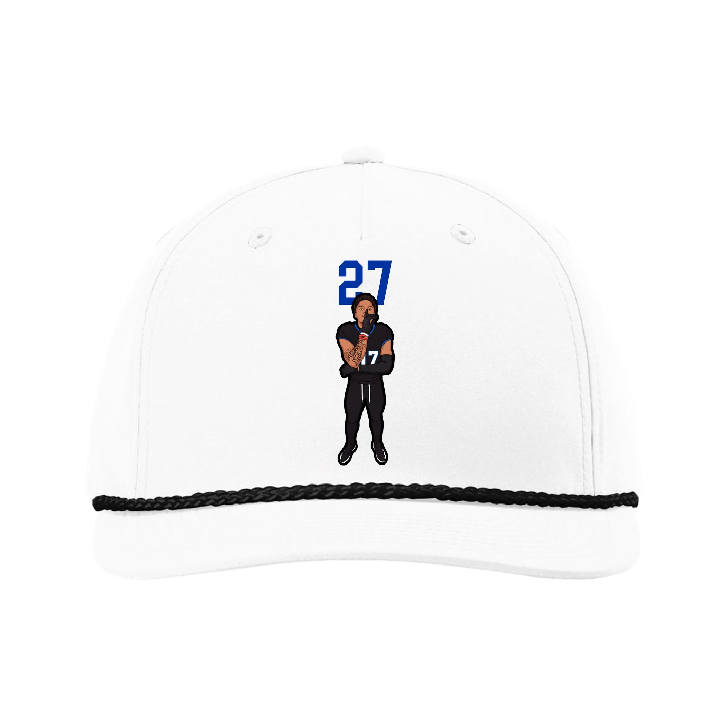 Five-Panel Classic Rope Cap — Number Top in White