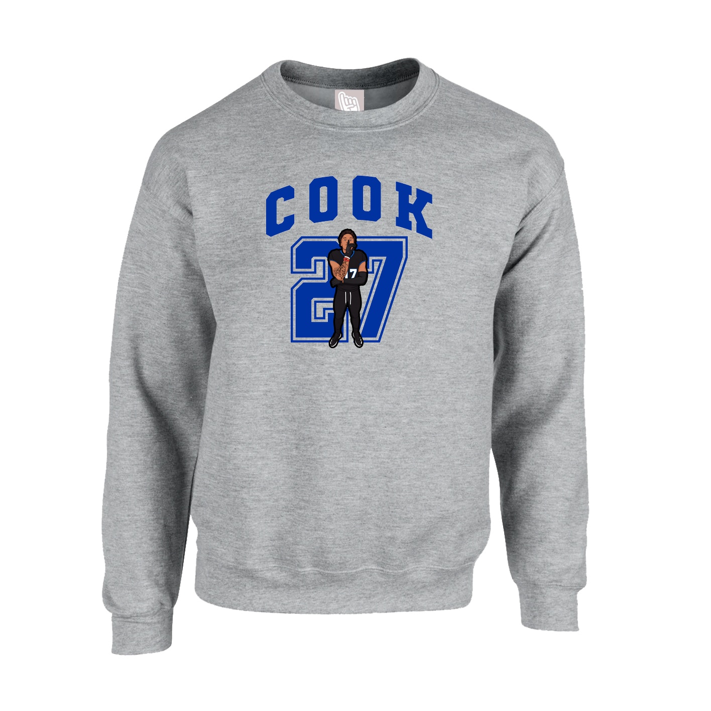 Fleece Crew — Number in Grey