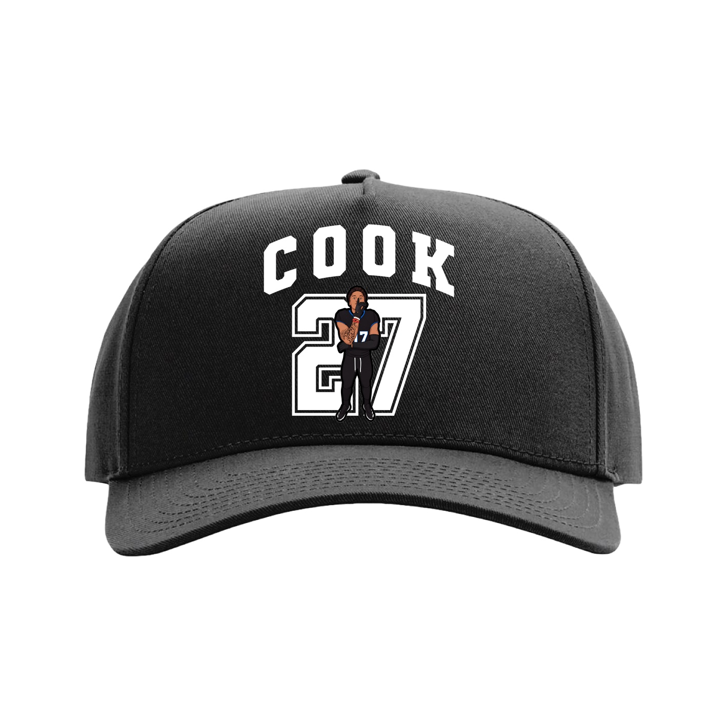 Full Fabric Five-Panel Champ Cap — Number in Black