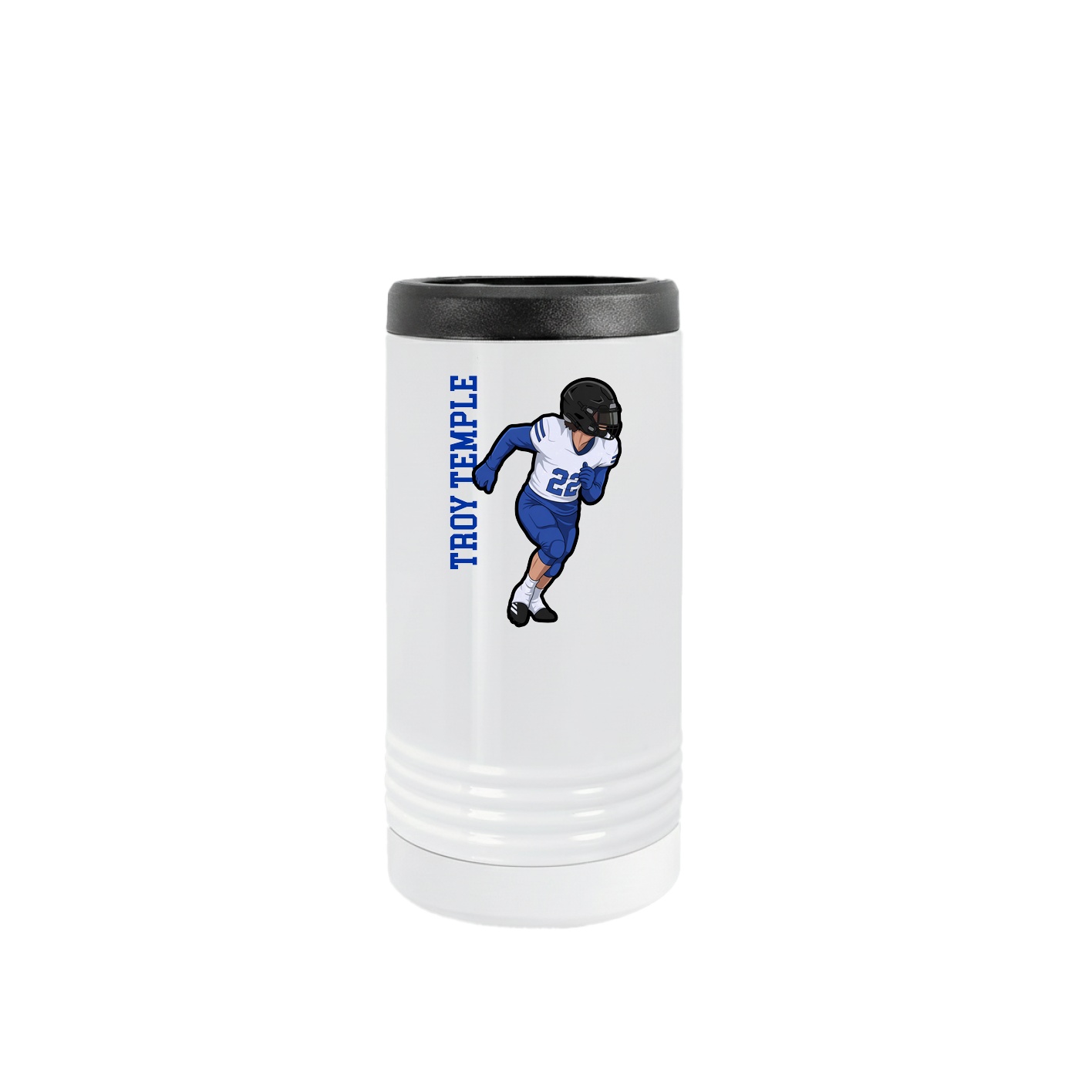 Slim Beverage Holder — Name Vertical in White