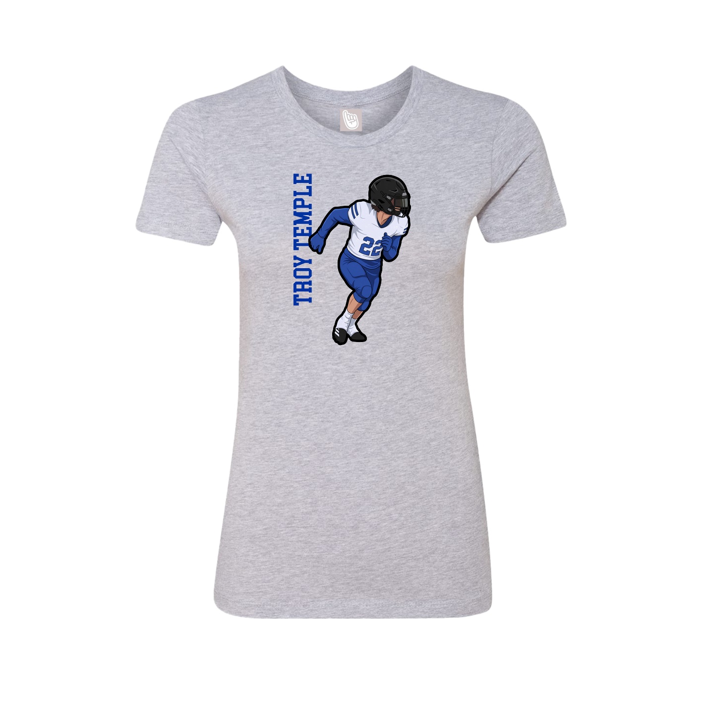 Fitted Women's Tee — Name Vertical in Grey