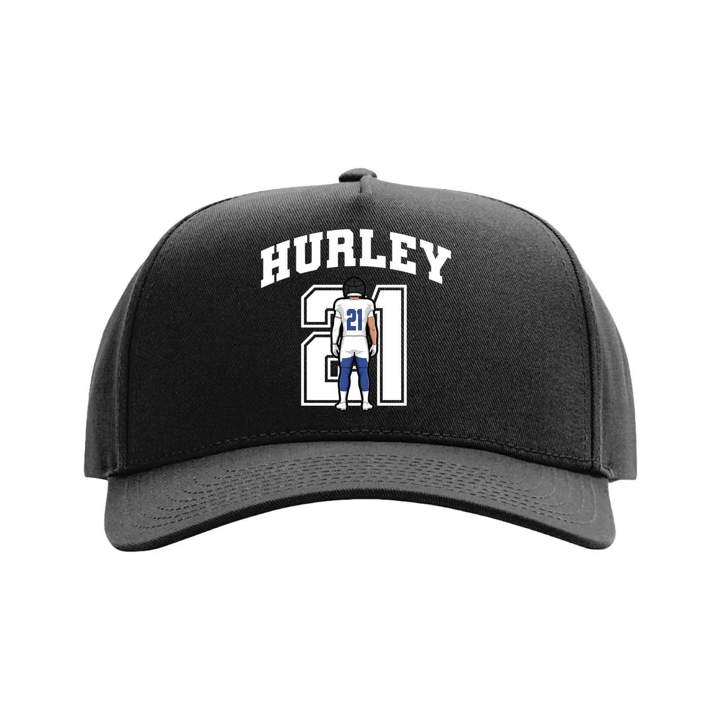 Full Fabric Five-Panel Champ Cap — Number in Black