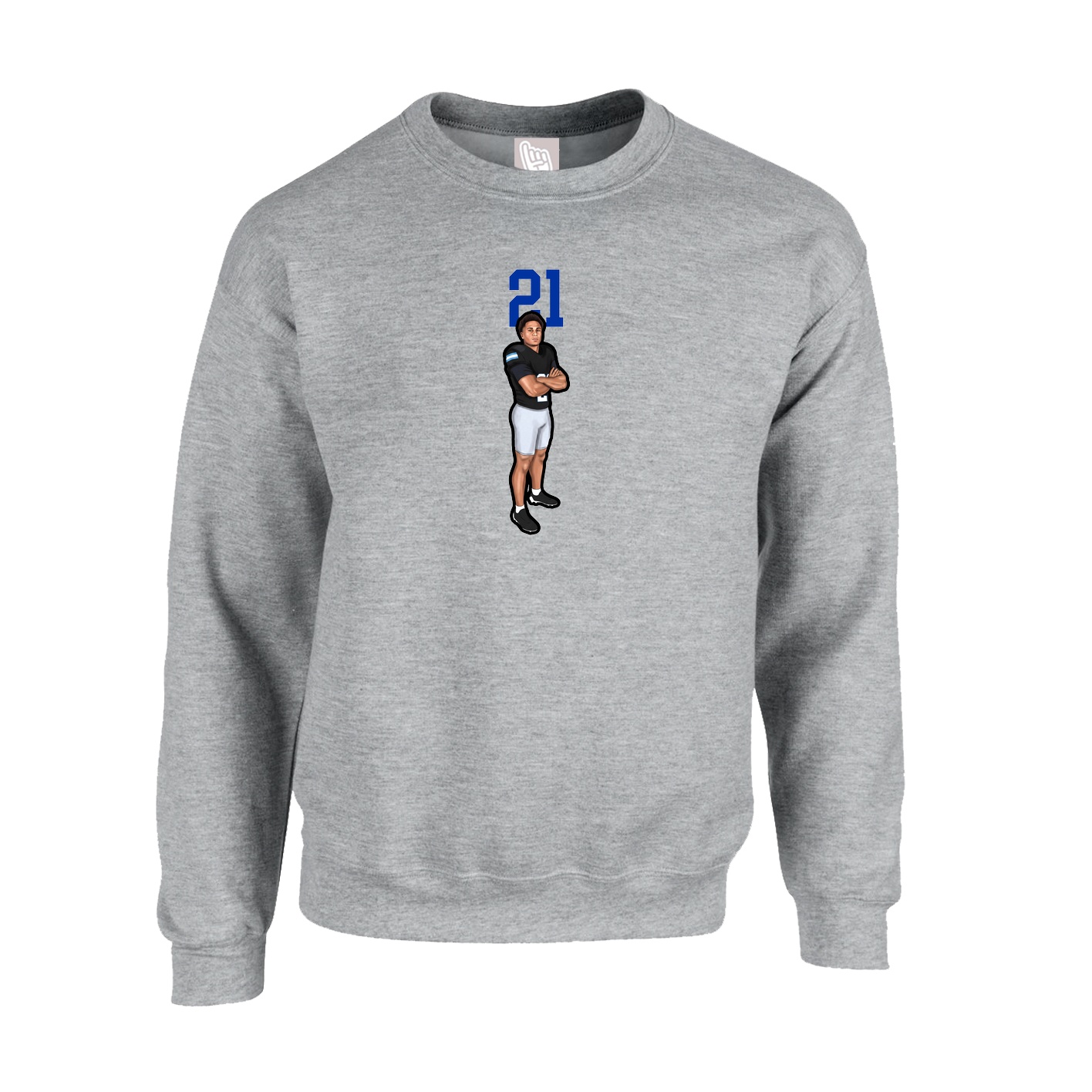 Fleece Crew — Number Top in Grey