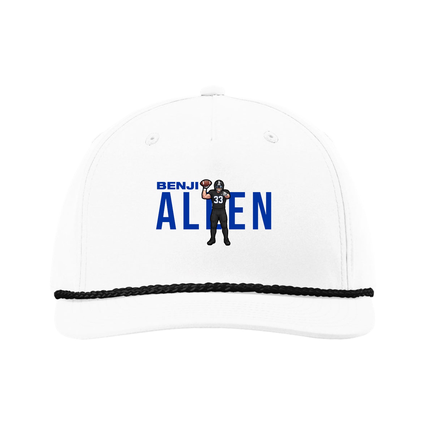 Five-Panel Classic Rope Cap — Player Name in White