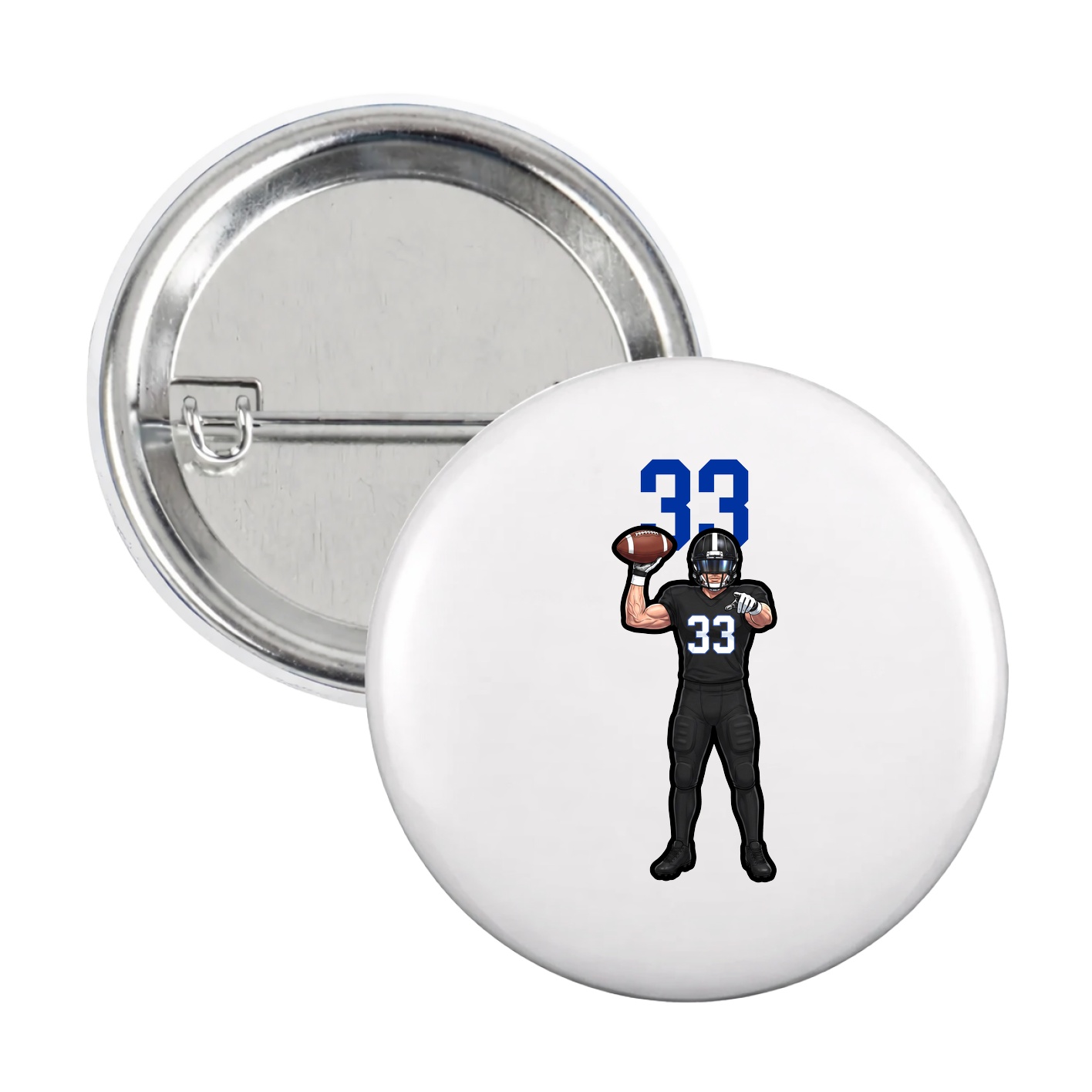 Game Day Button — Number Top in White