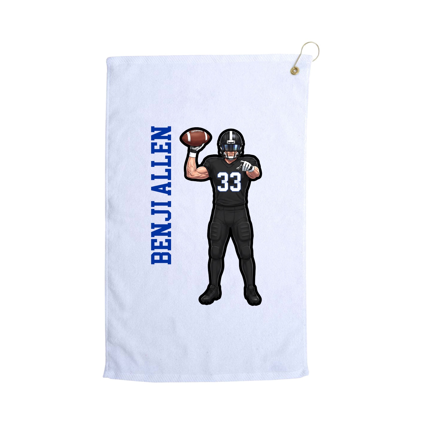 Golf Towel — Name Vertical in White