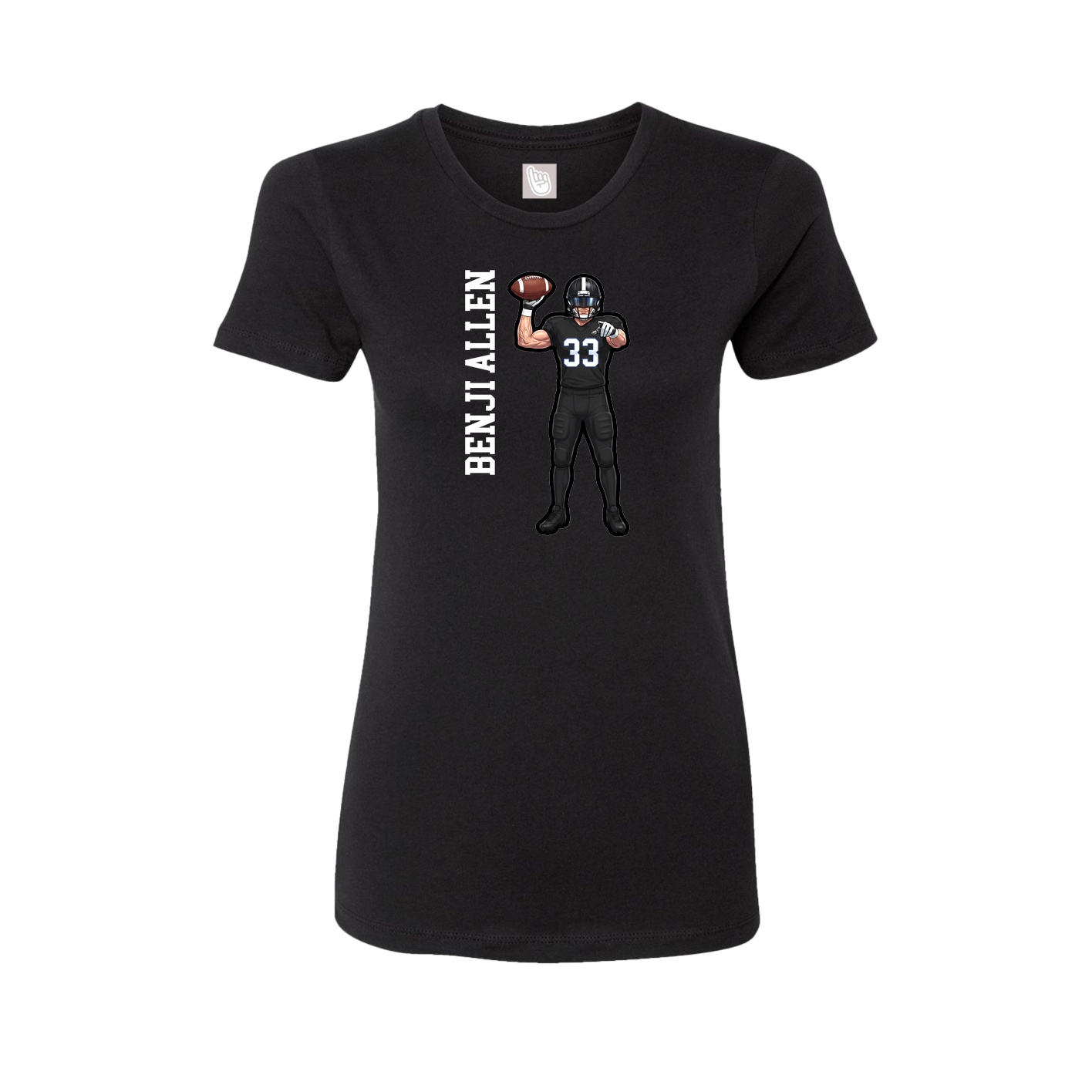 Fitted Women's Tee — Name Vertical in Black