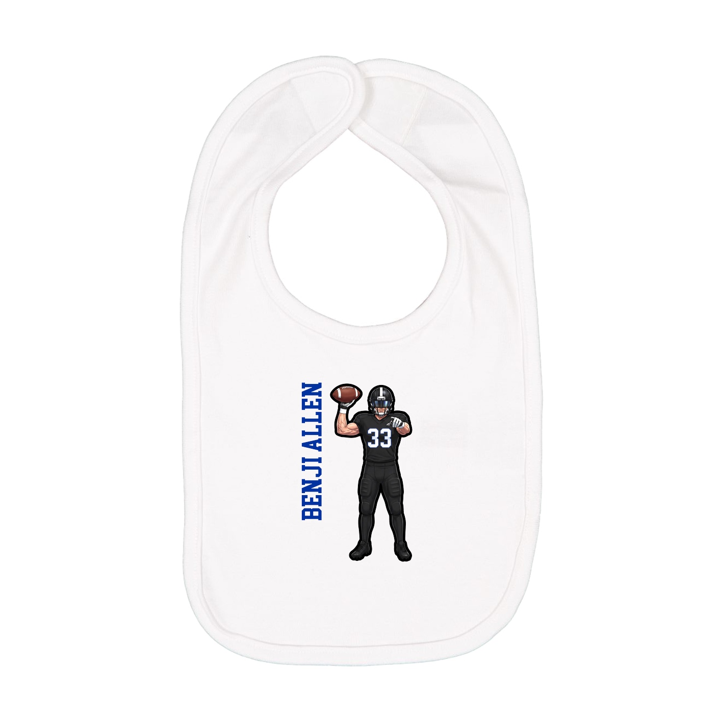 Infant Bib — Name Vertical in White