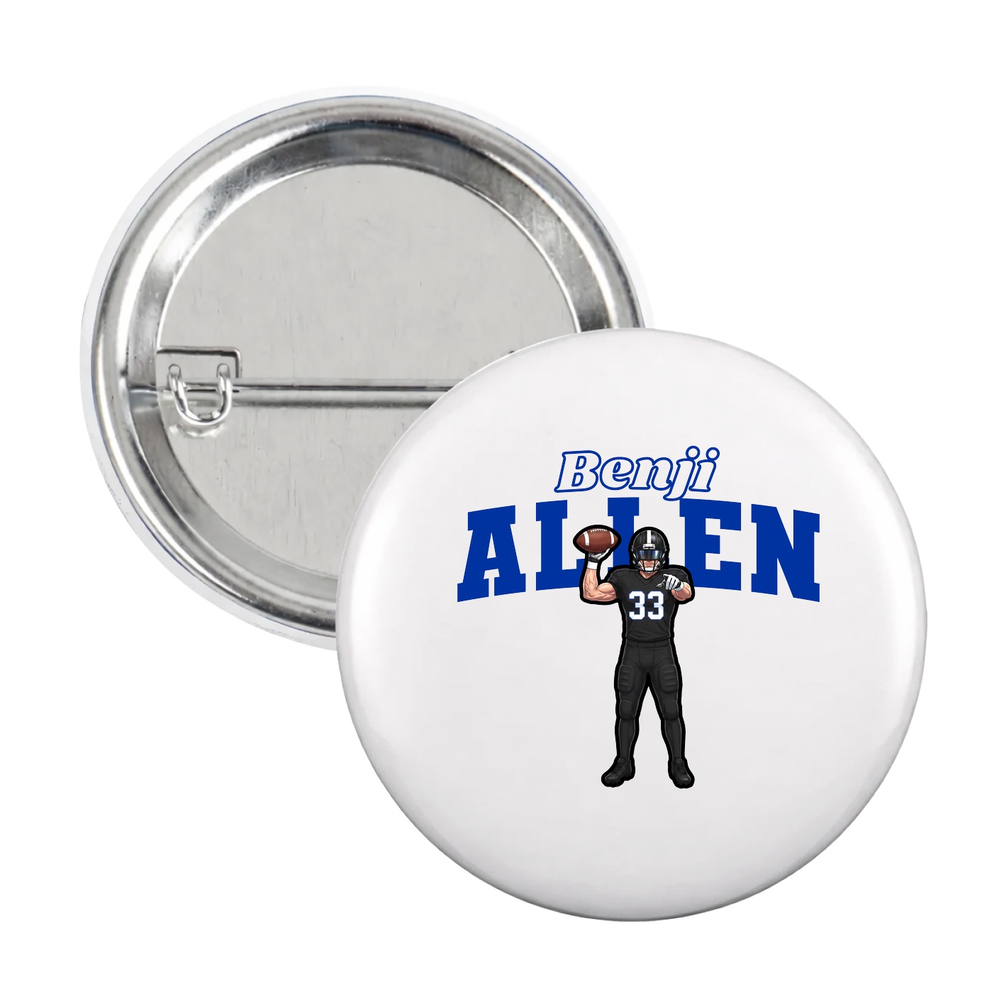Game Day Button — Name Arch in White