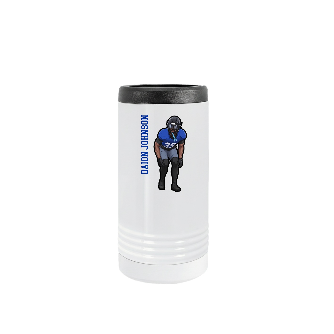 Slim Beverage Holder — Name Vertical in White