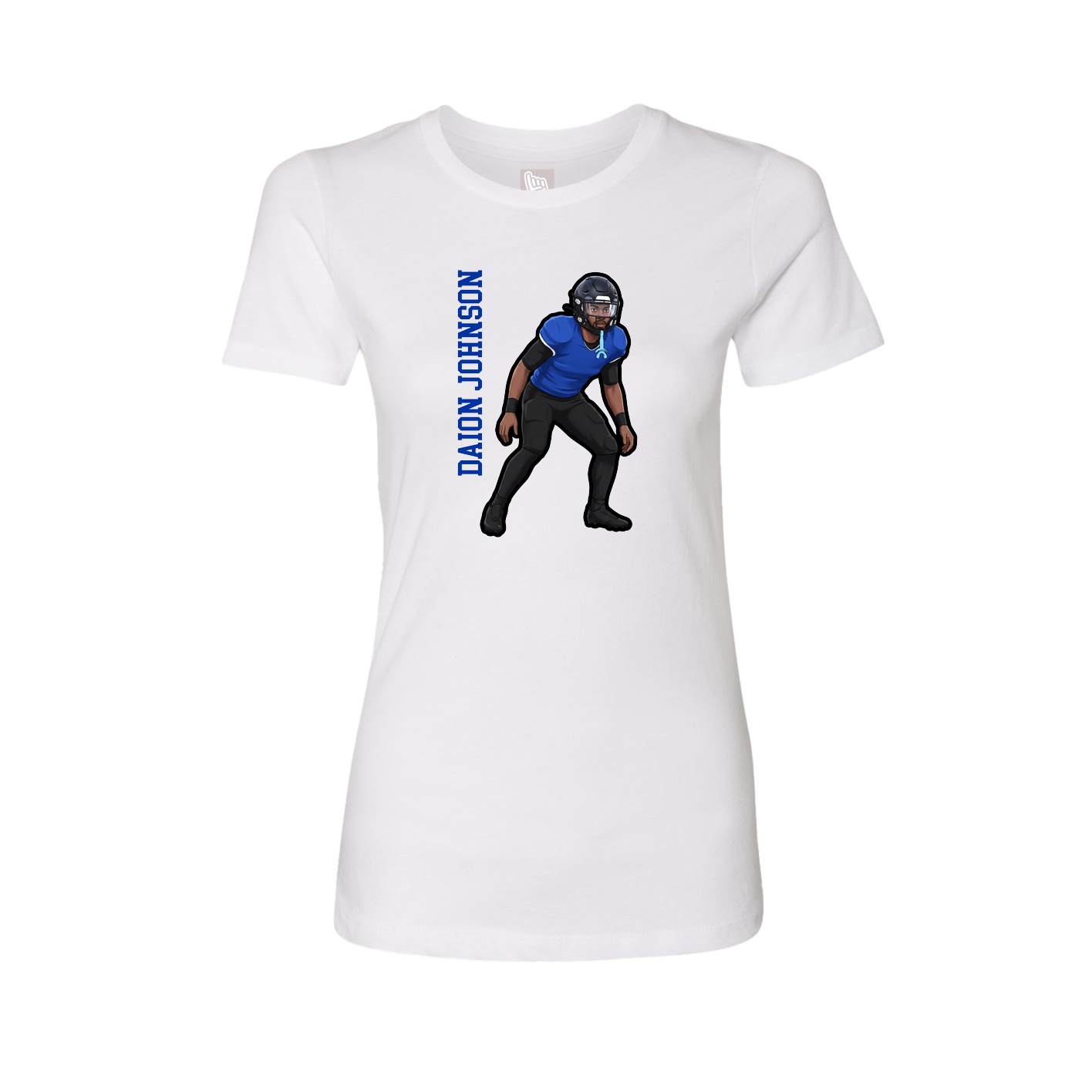 Fitted Women's Tee — Name Vertical in White