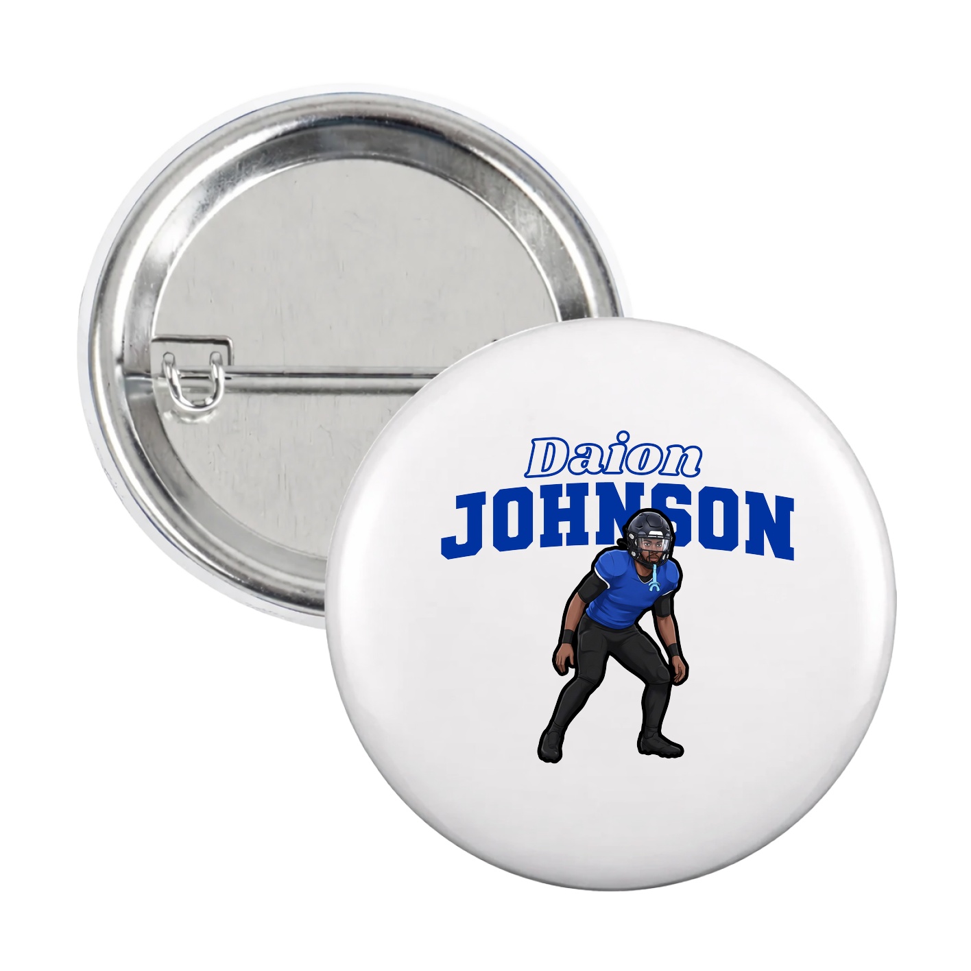 Game Day Button — Name Arch in White