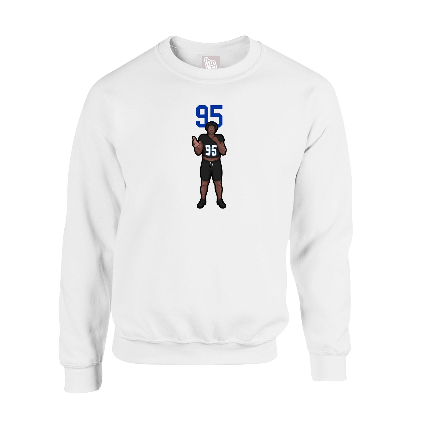 Fleece Crew — Number Top in White
