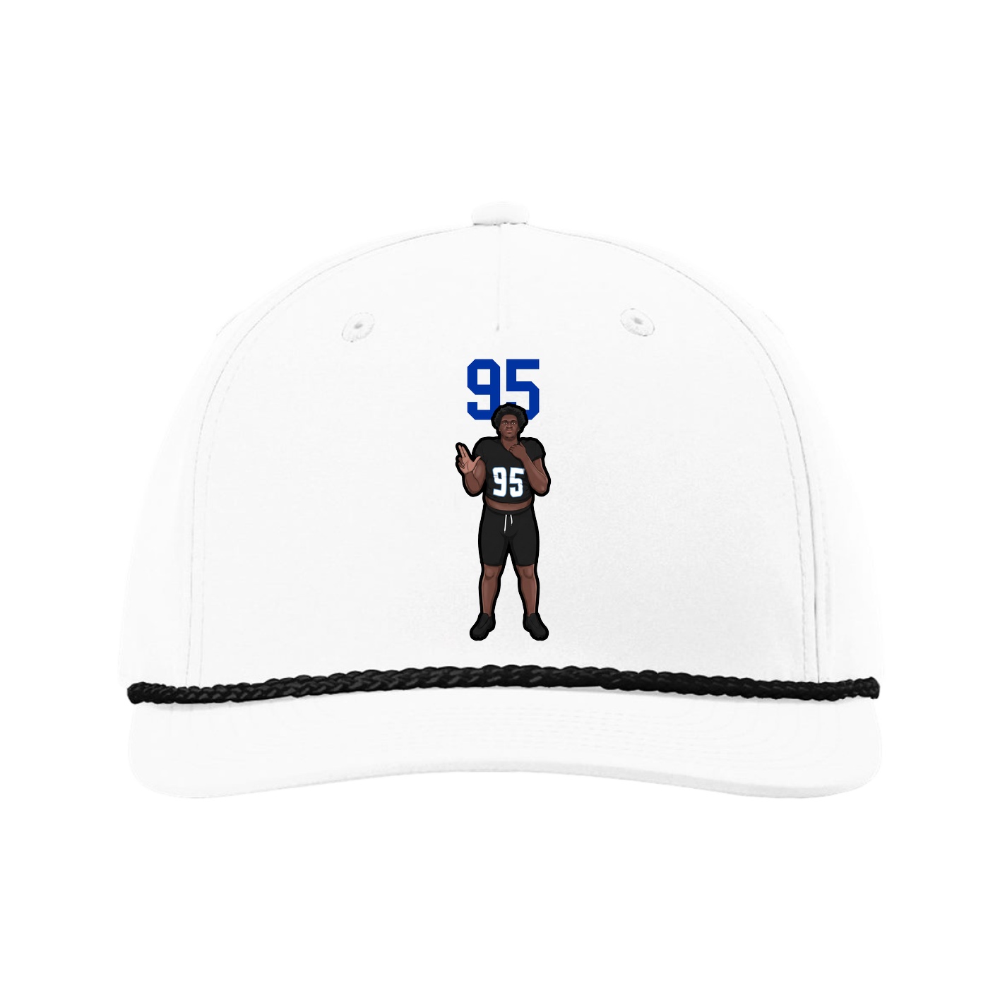 Five-Panel Classic Rope Cap — Number Top in White