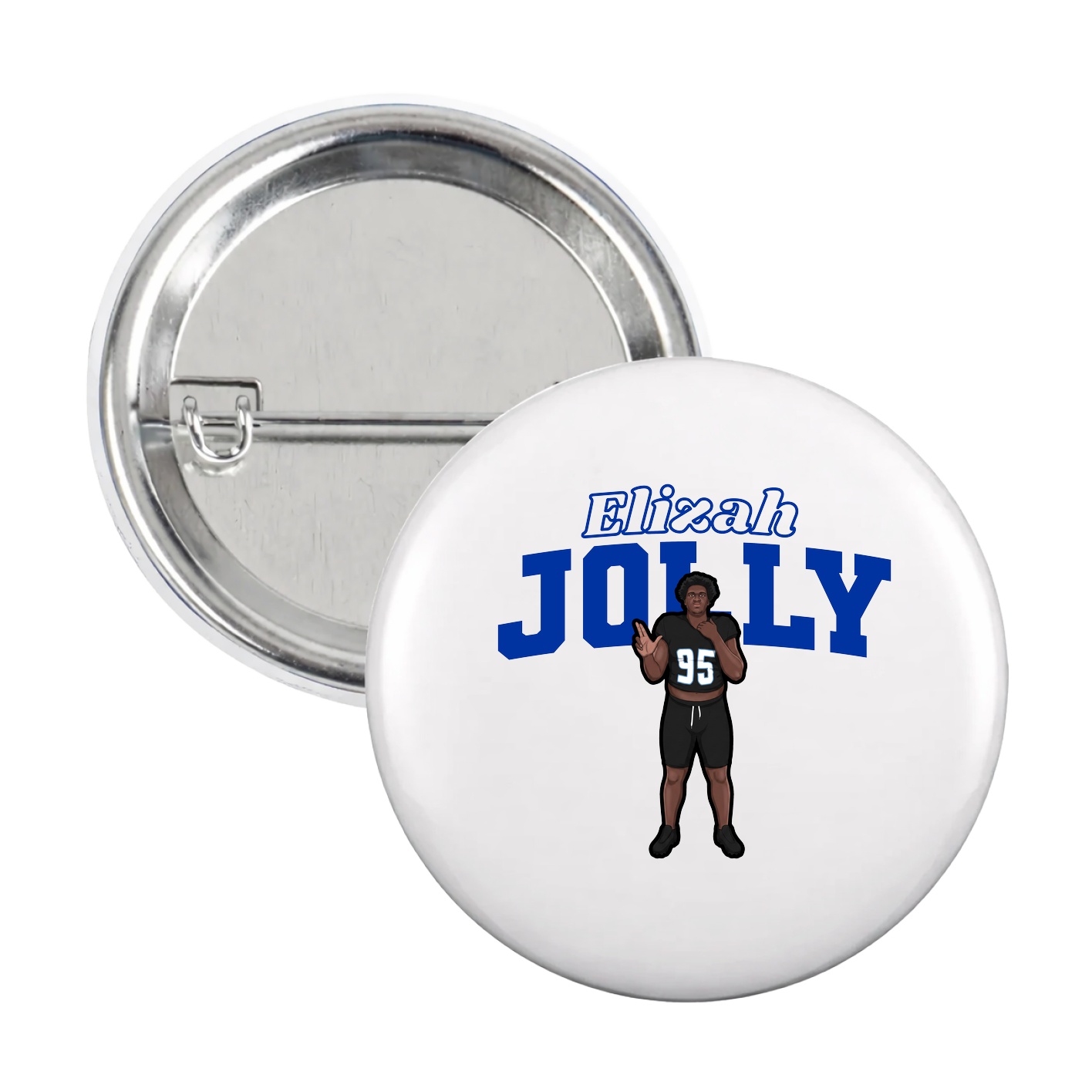 Game Day Button — Name Arch in White