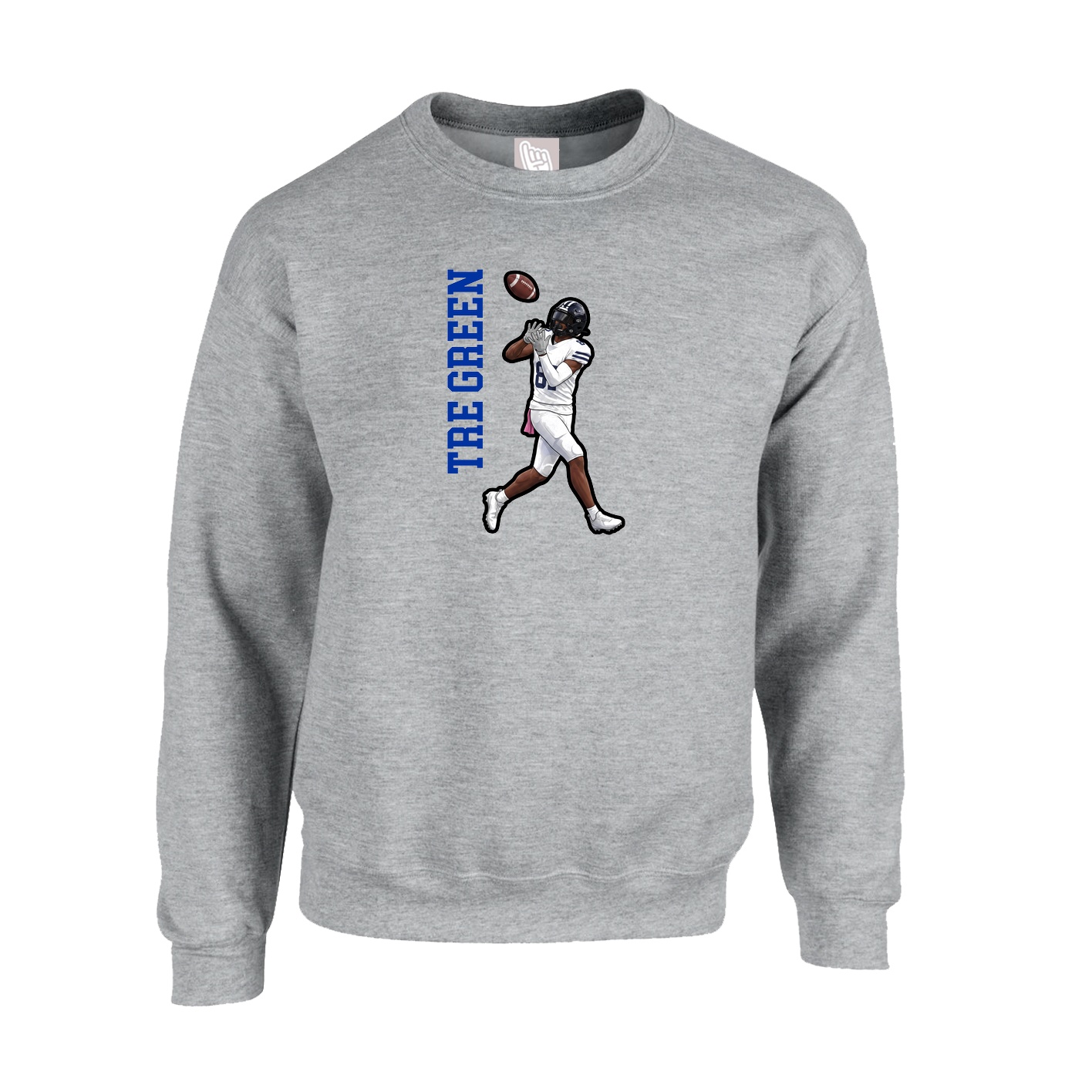 Fleece Crew — Name Vertical in Grey