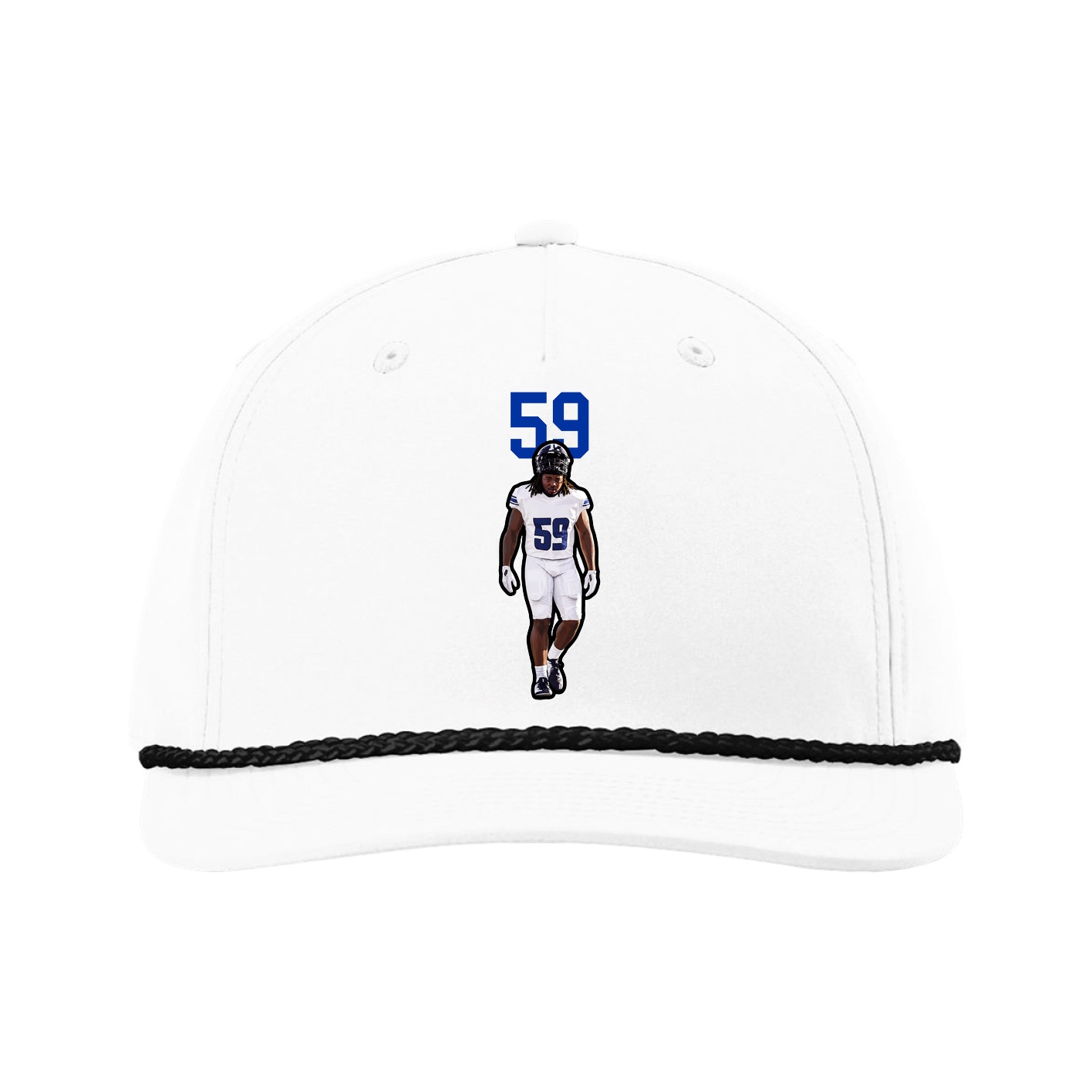 Five-Panel Classic Rope Cap — Number Top in White