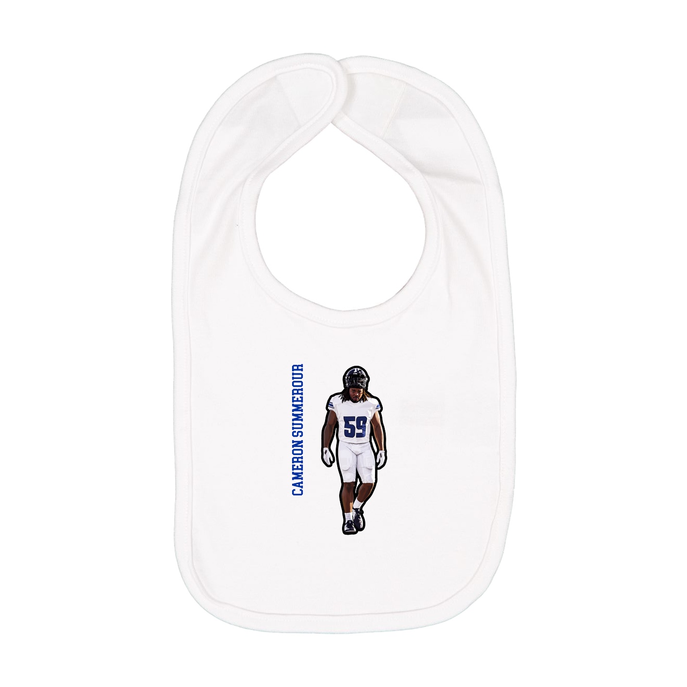 Infant Bib — Name Vertical in White
