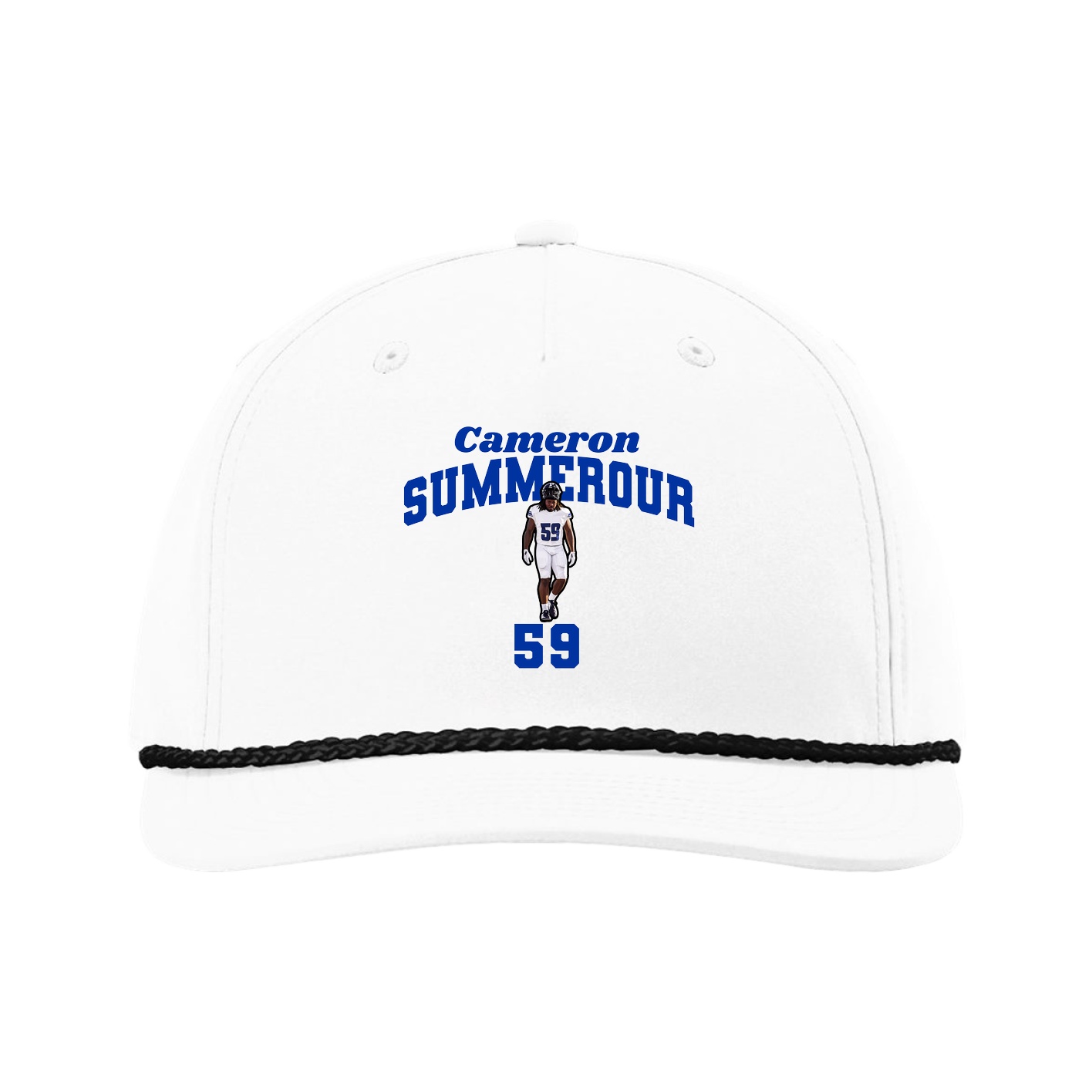 Five-Panel Classic Rope Cap — Signature Arch in White