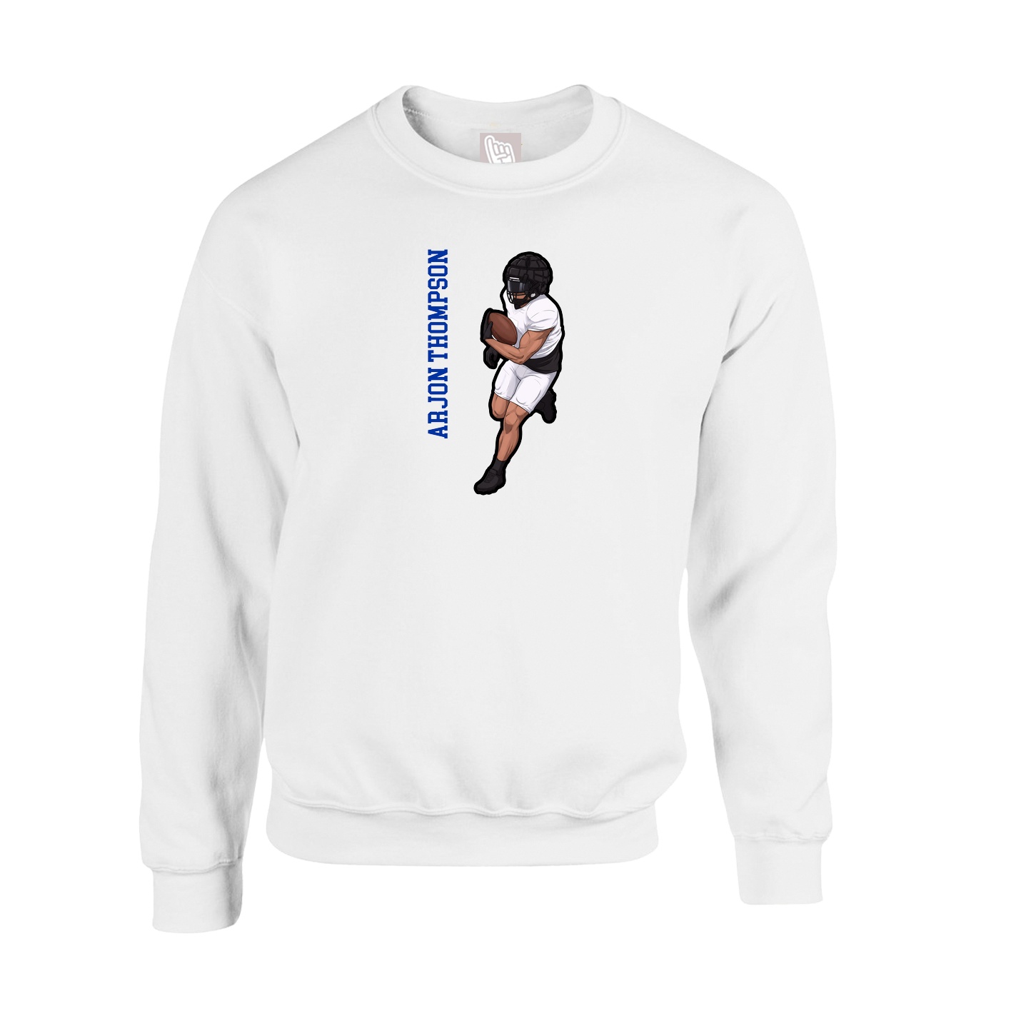 Fleece Crew — Name Vertical in White