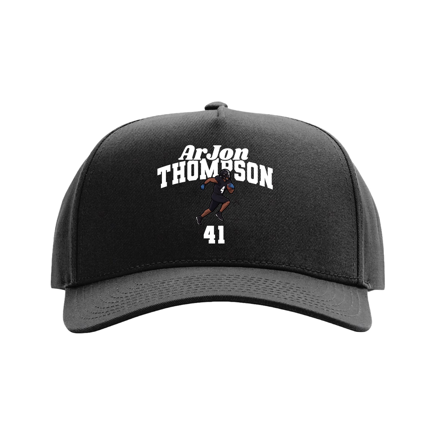 Full Fabric Five-Panel Champ Cap — Signature Arch in Black
