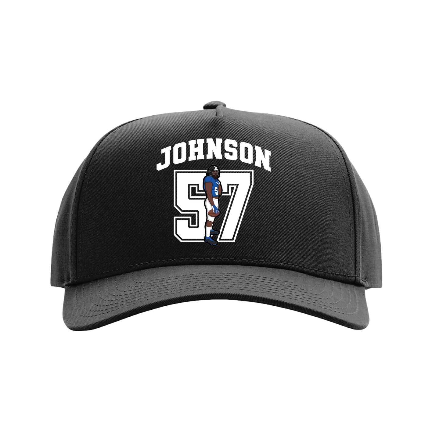 Full Fabric Five-Panel Champ Cap — Number in Black
