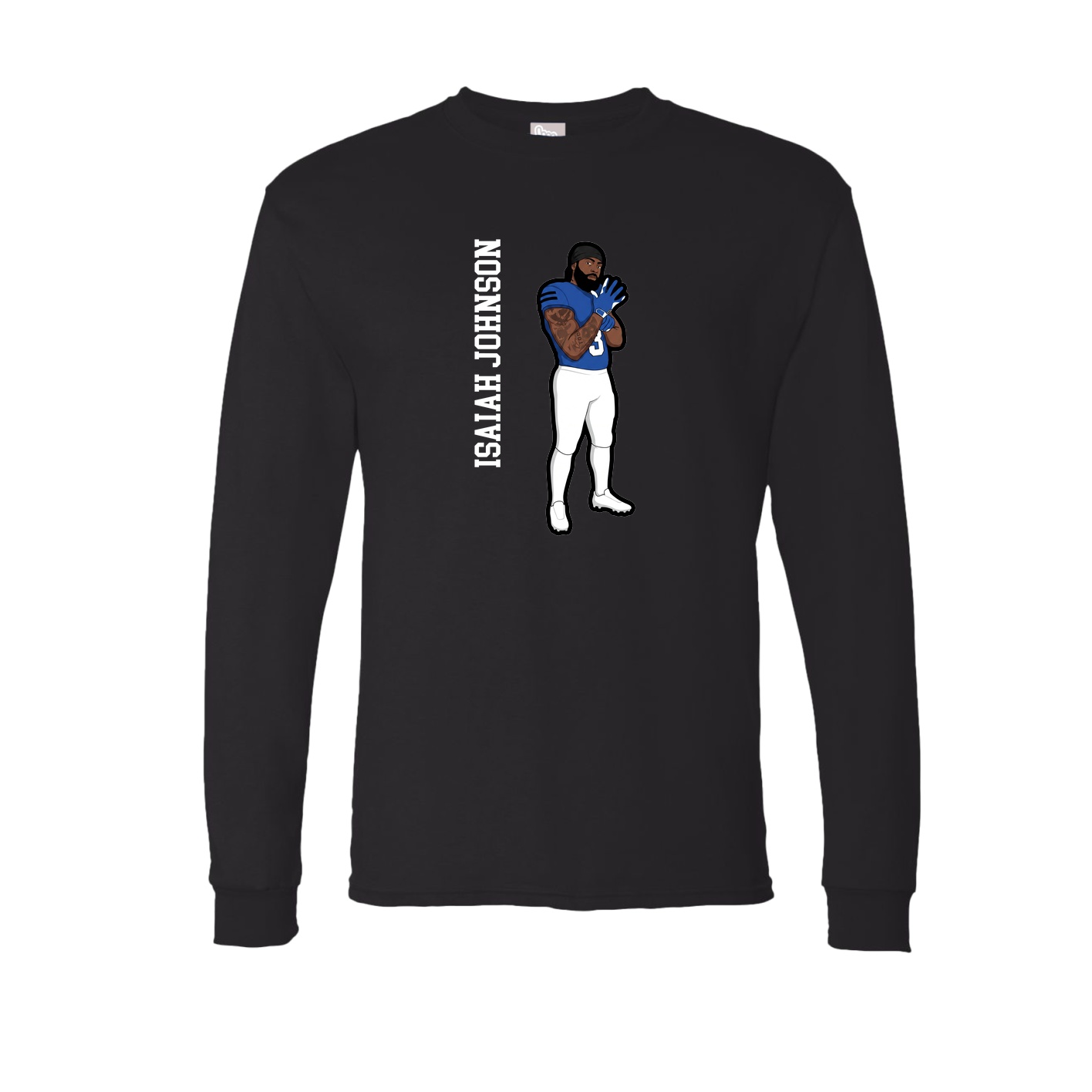 Long Sleeve Tee — Name Vertical in Black
