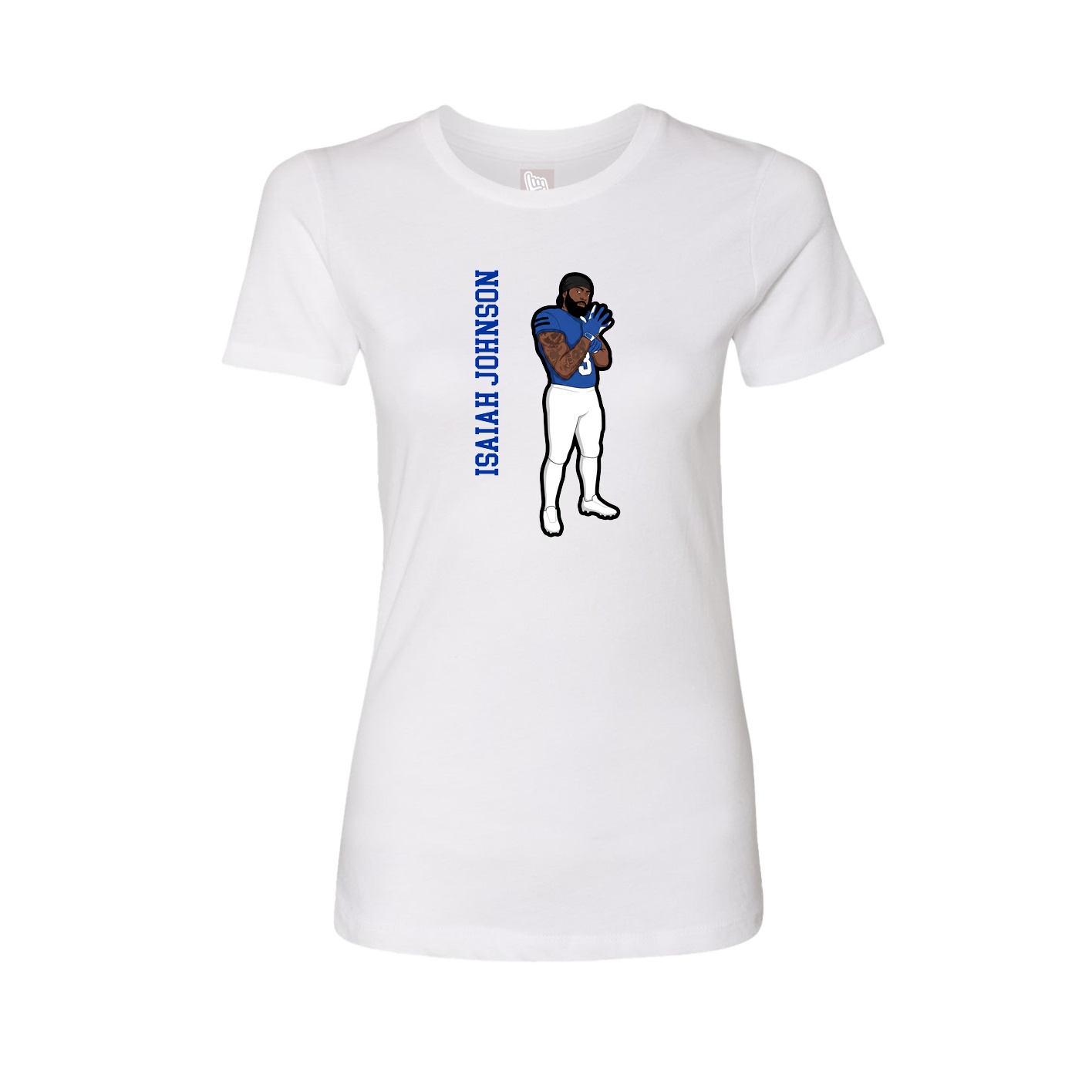 Fitted Women's Tee — Name Vertical in White