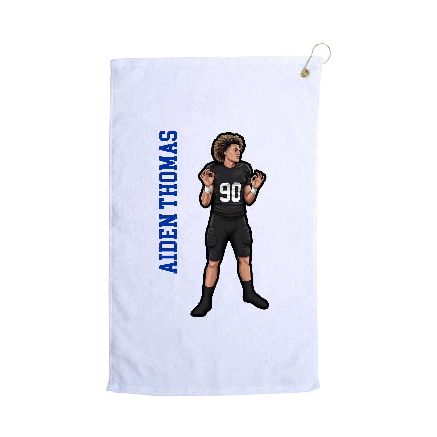 Golf Towel — Name Vertical in White