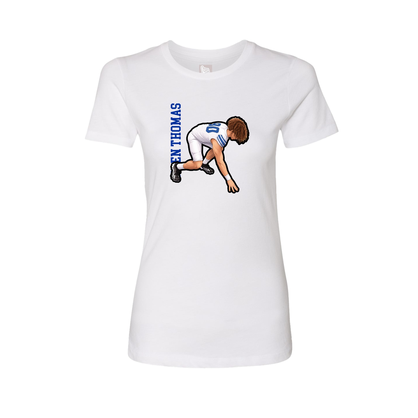 Fitted Women's Tee — Name Vertical in White