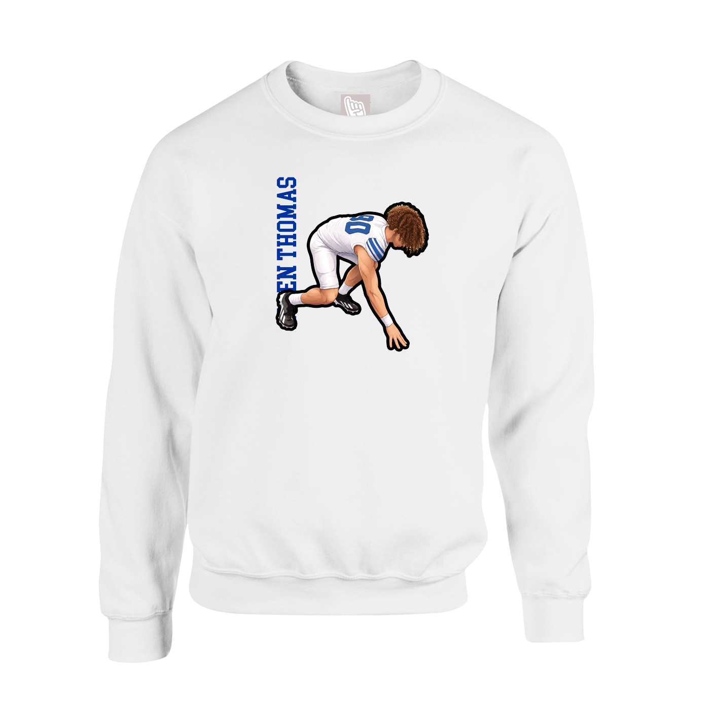 Fleece Crew — Name Vertical in White