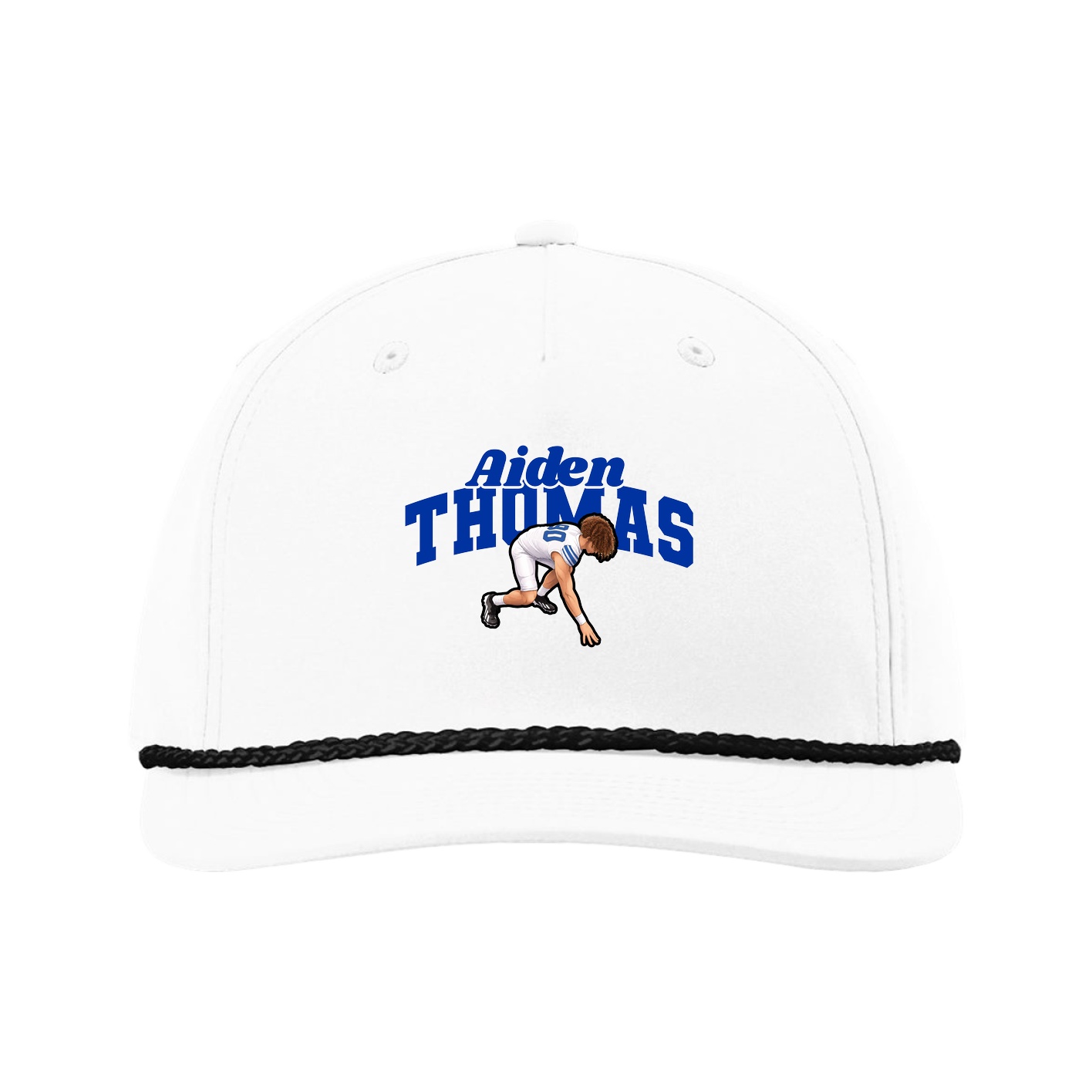 Five-Panel Classic Rope Cap — Signature Arch in White
