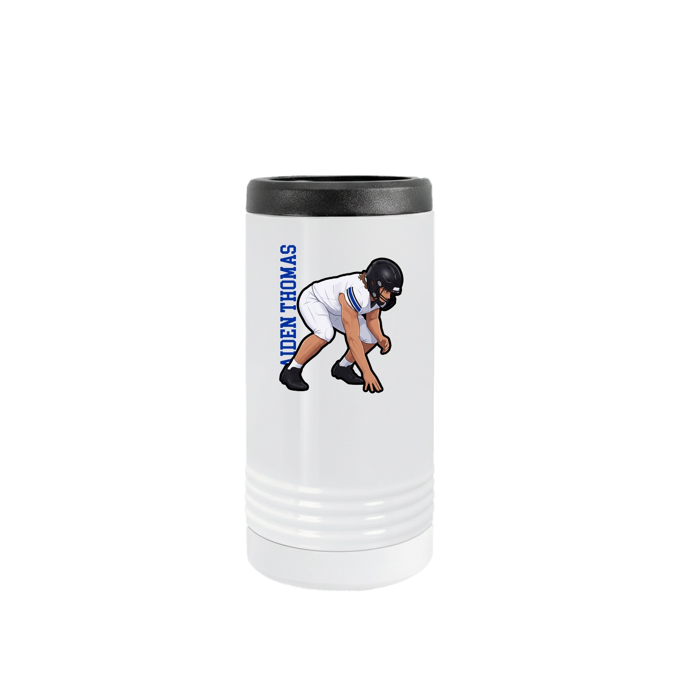 Slim Beverage Holder — Name Vertical in White