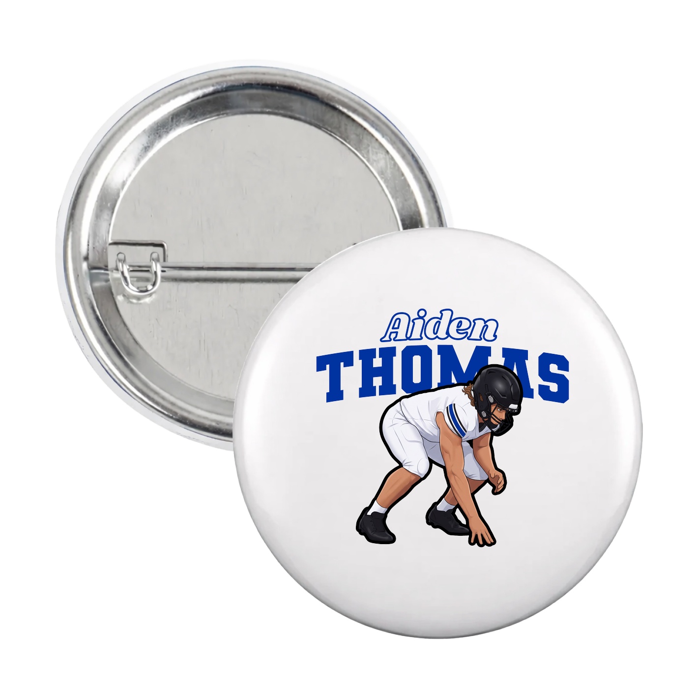 Game Day Button — Name Arch in White