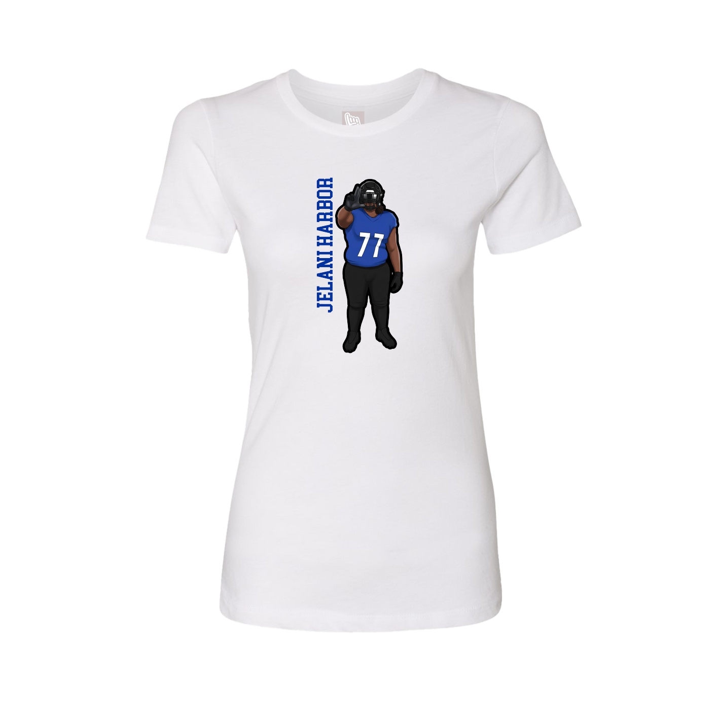 Fitted Women's Tee — Name Vertical in White