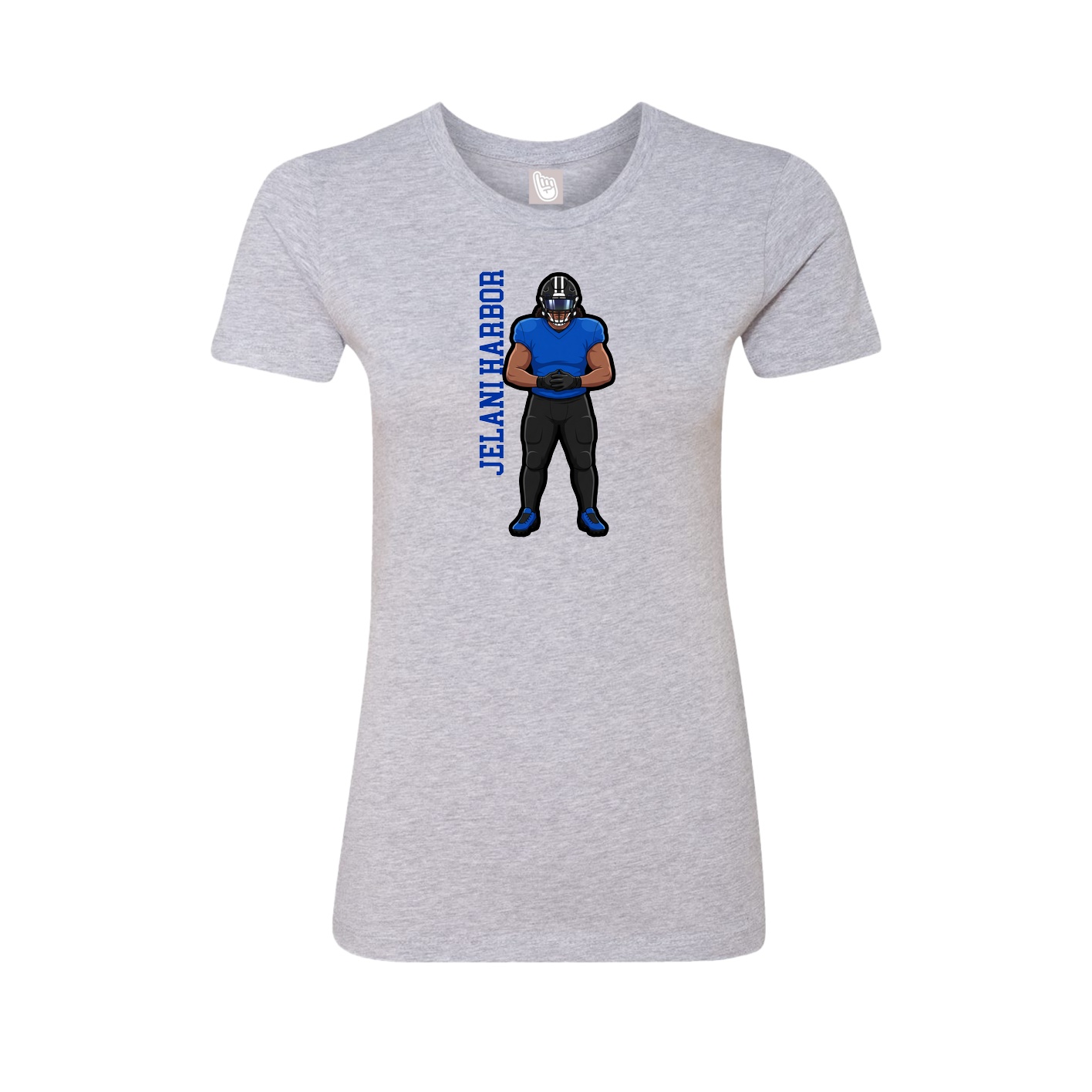 Fitted Women's Tee — Name Vertical in Grey