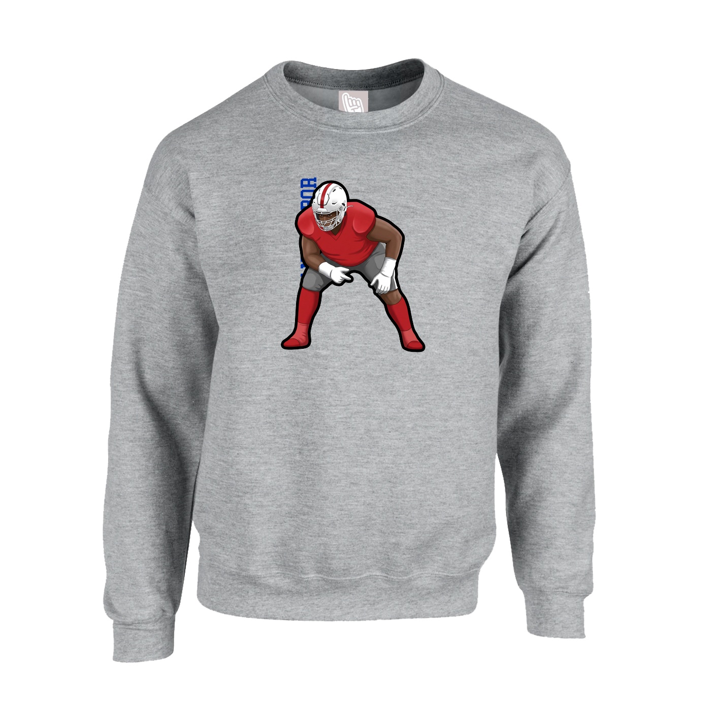 Fleece Crew — Name Vertical in Grey