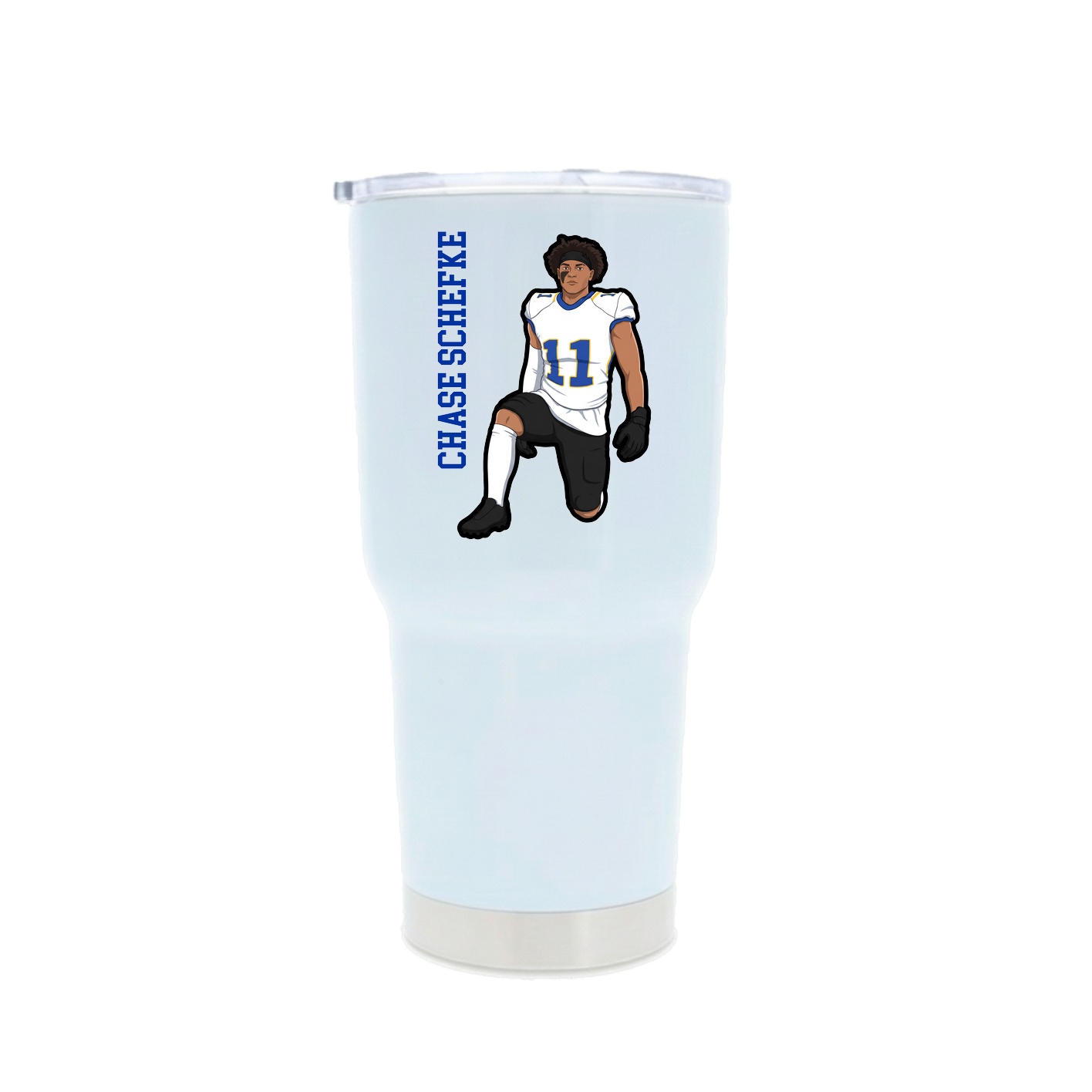 30oz Stainless Steel Tumbler — Name Vertical in White